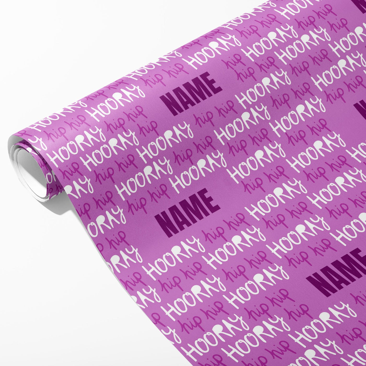 Hip Hip Hooray Purple Name Wrapping Paper