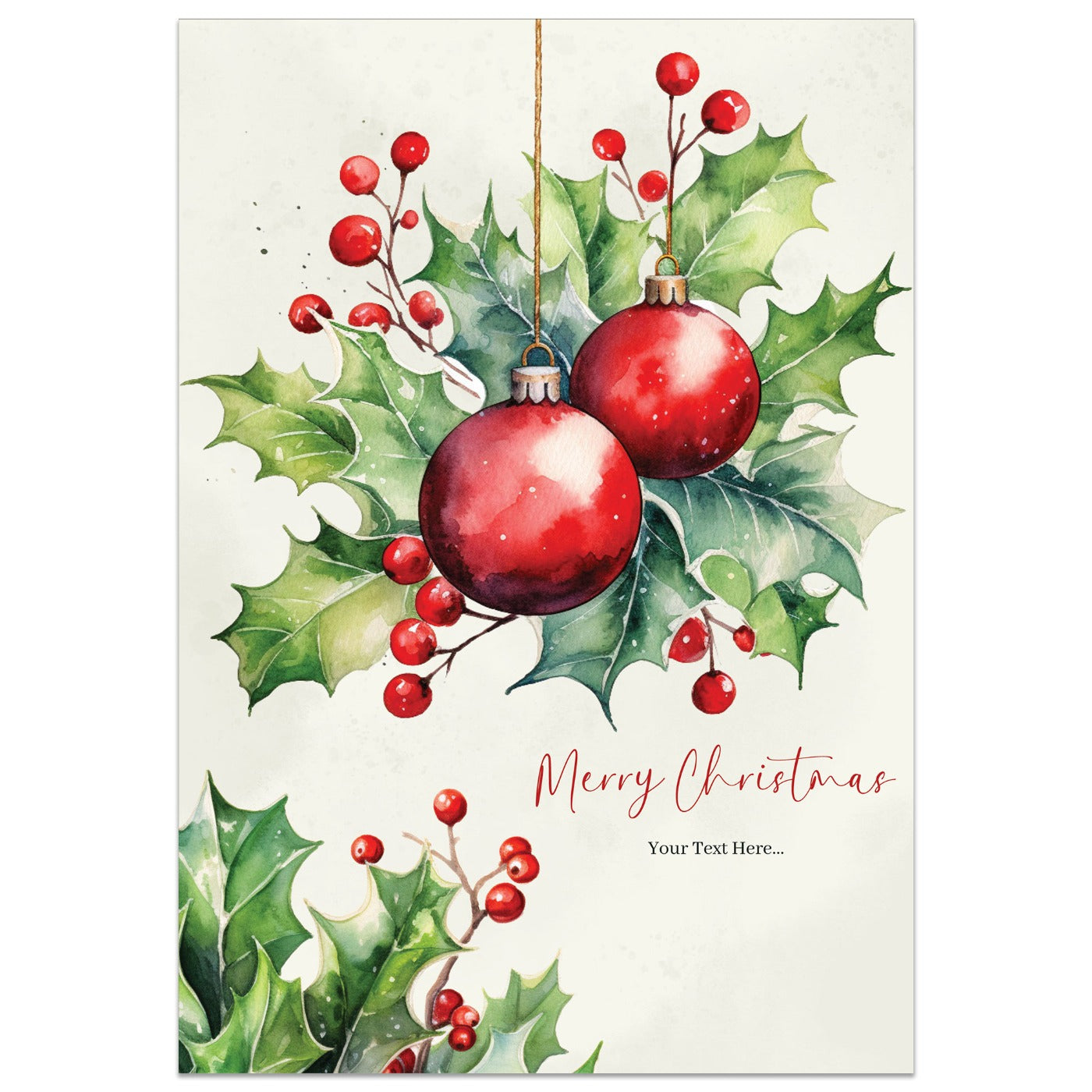 Holly and Berries Christmas Card