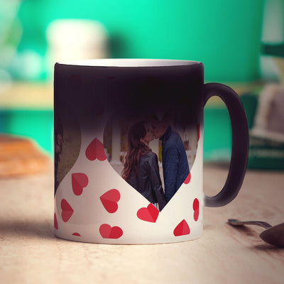 Heat Sensitive Magic 3 Heart Photo Panoramic Mug