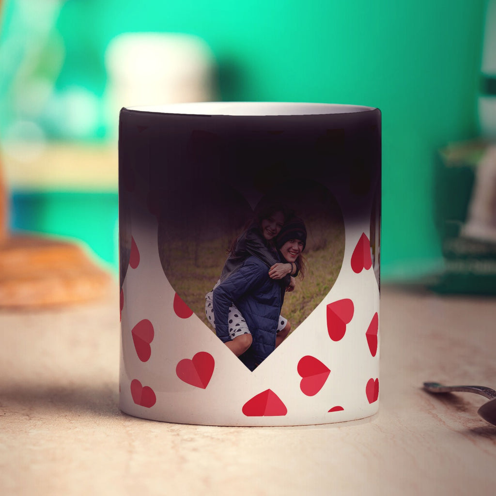 Heat Sensitive Magic 3 Heart Photo Panoramic Mug