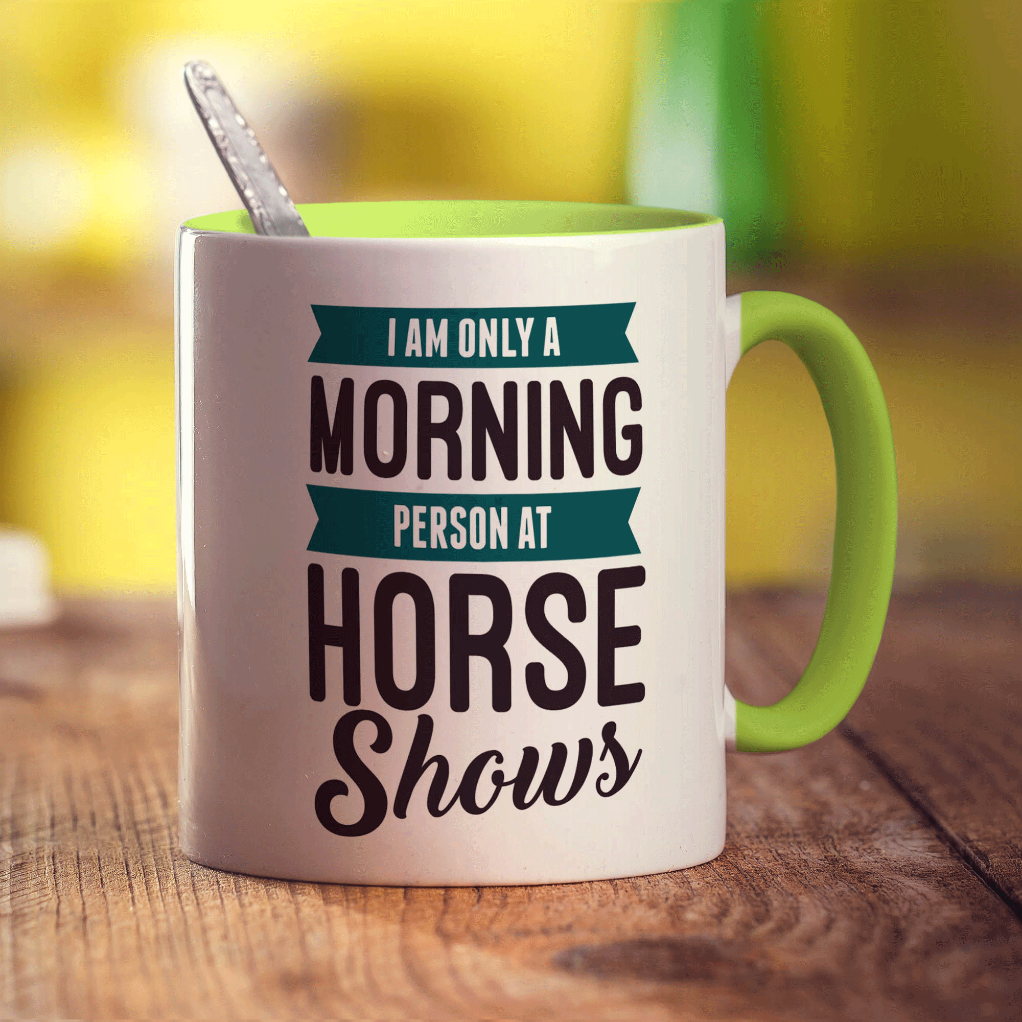 I am Only a Morning Person at Horse Shows Mug - Standard 330ml (11oz) / Green