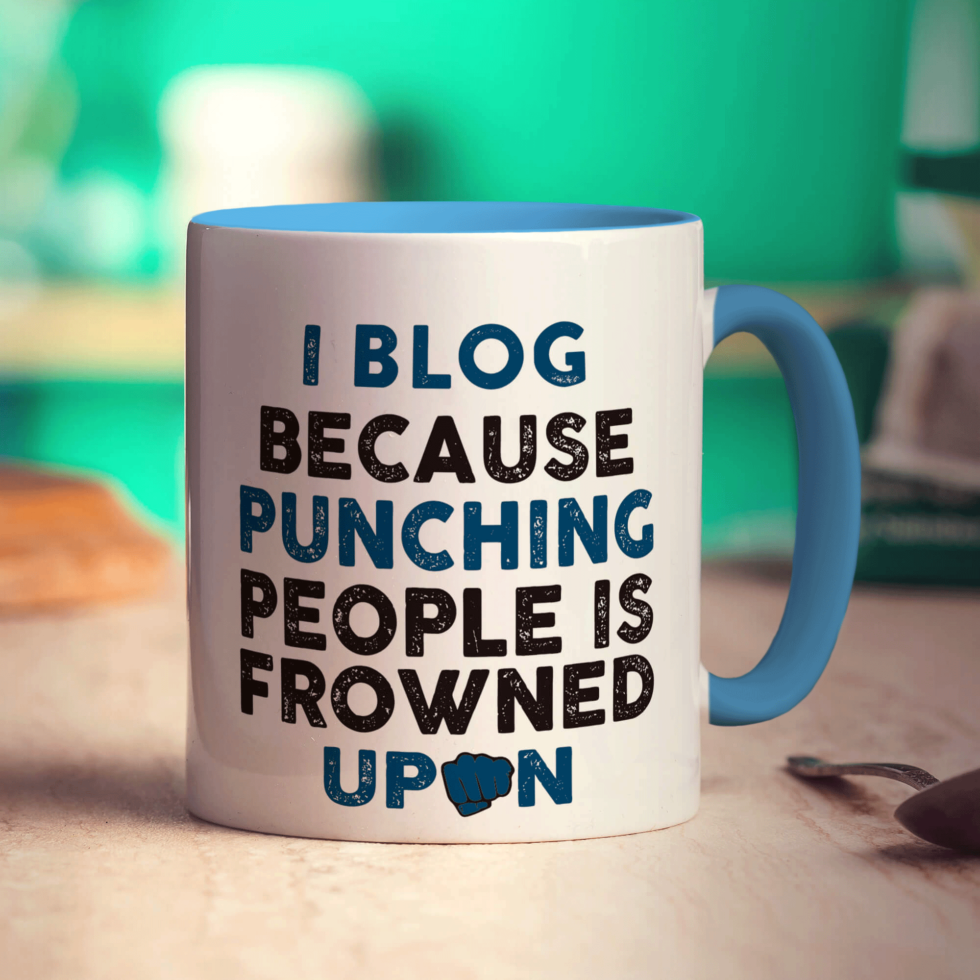 I Blog Because Punching People is Frowned Upon Mug - Standard 330ml (11oz) / Blue