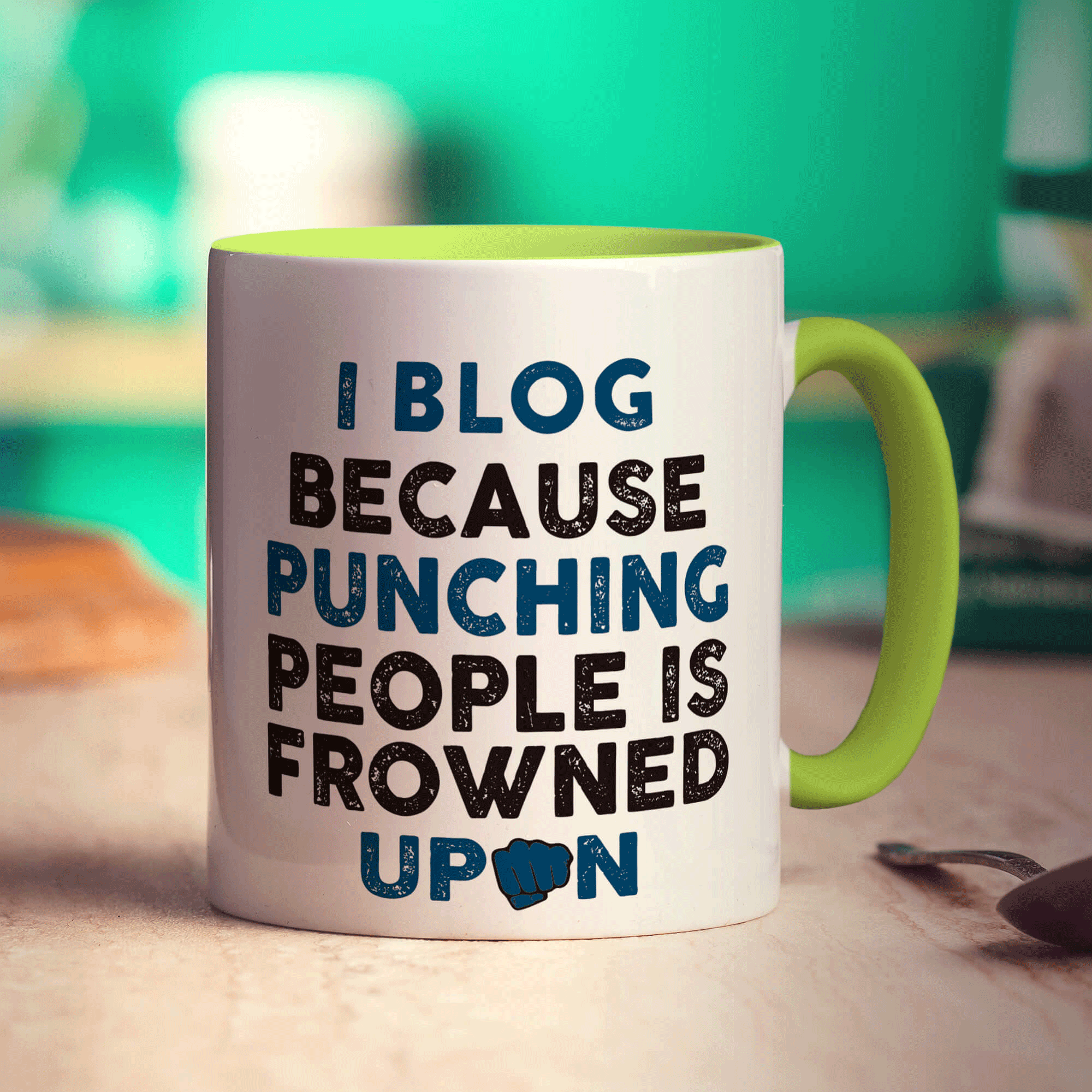 I Blog Because Punching People is Frowned Upon Mug - Standard 330ml (11oz) / Green