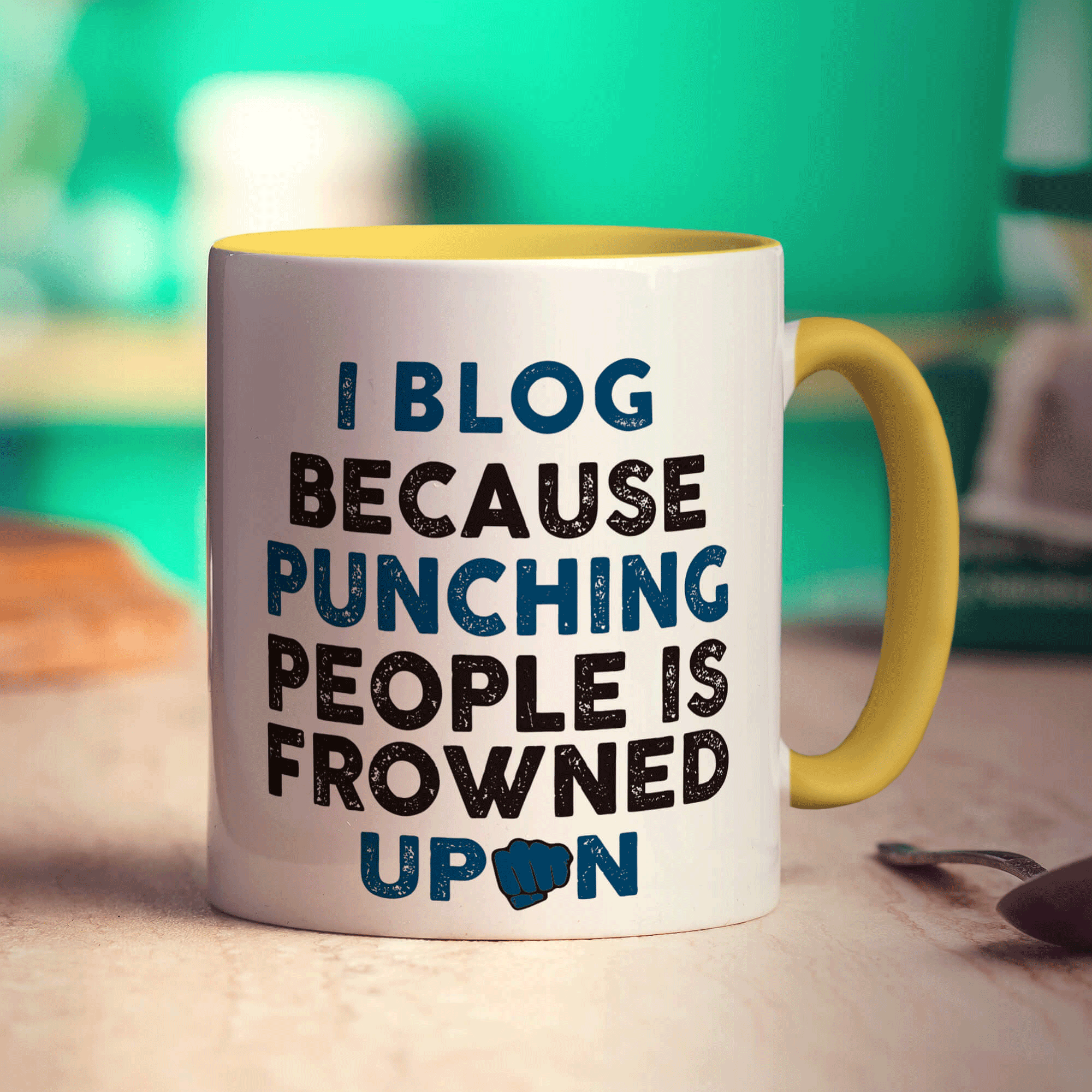 I Blog Because Punching People is Frowned Upon Mug - Standard 330ml (11oz) / Yellow