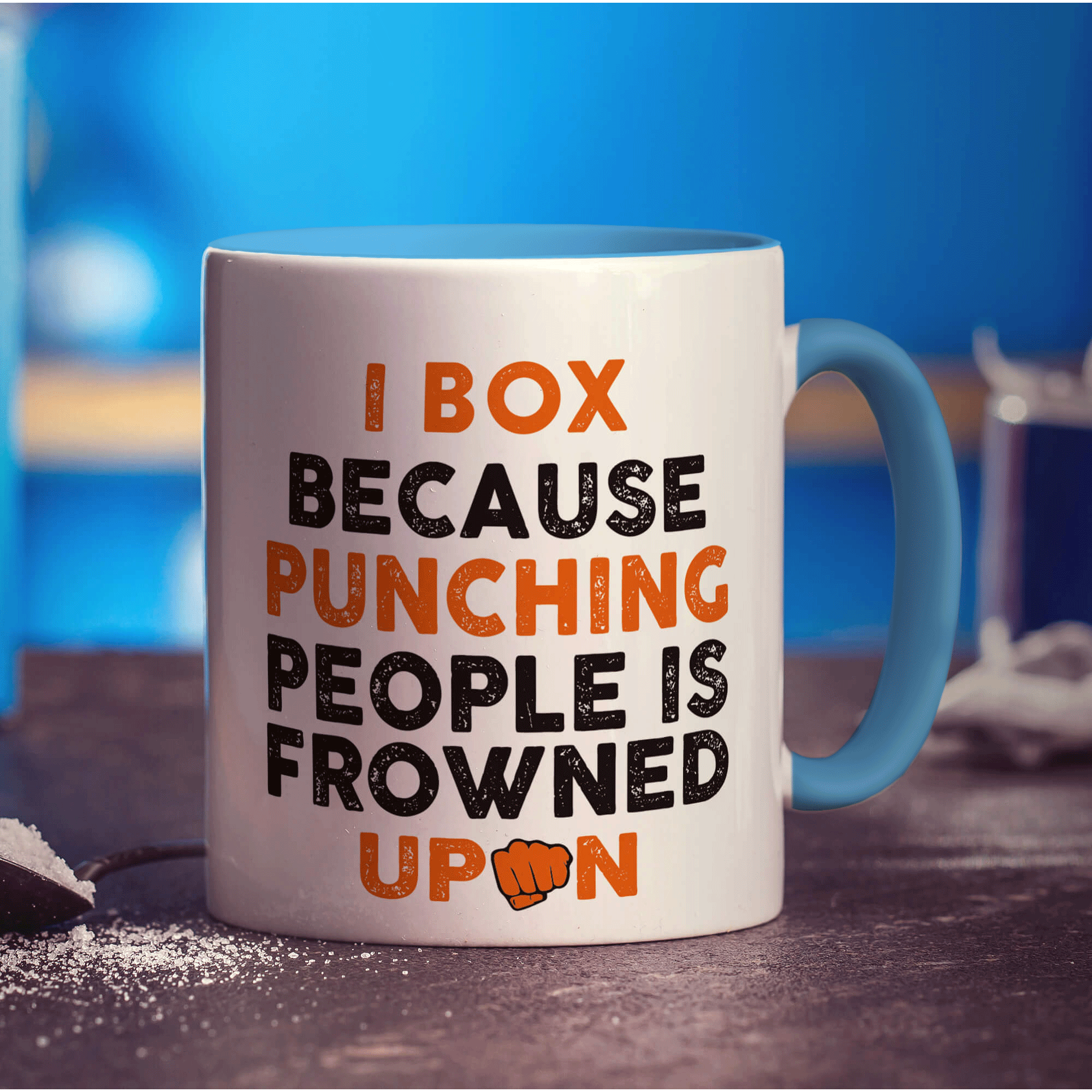 I Box Because Punching People is Frowned Upon Mug - Standard 330ml (11oz) / Blue