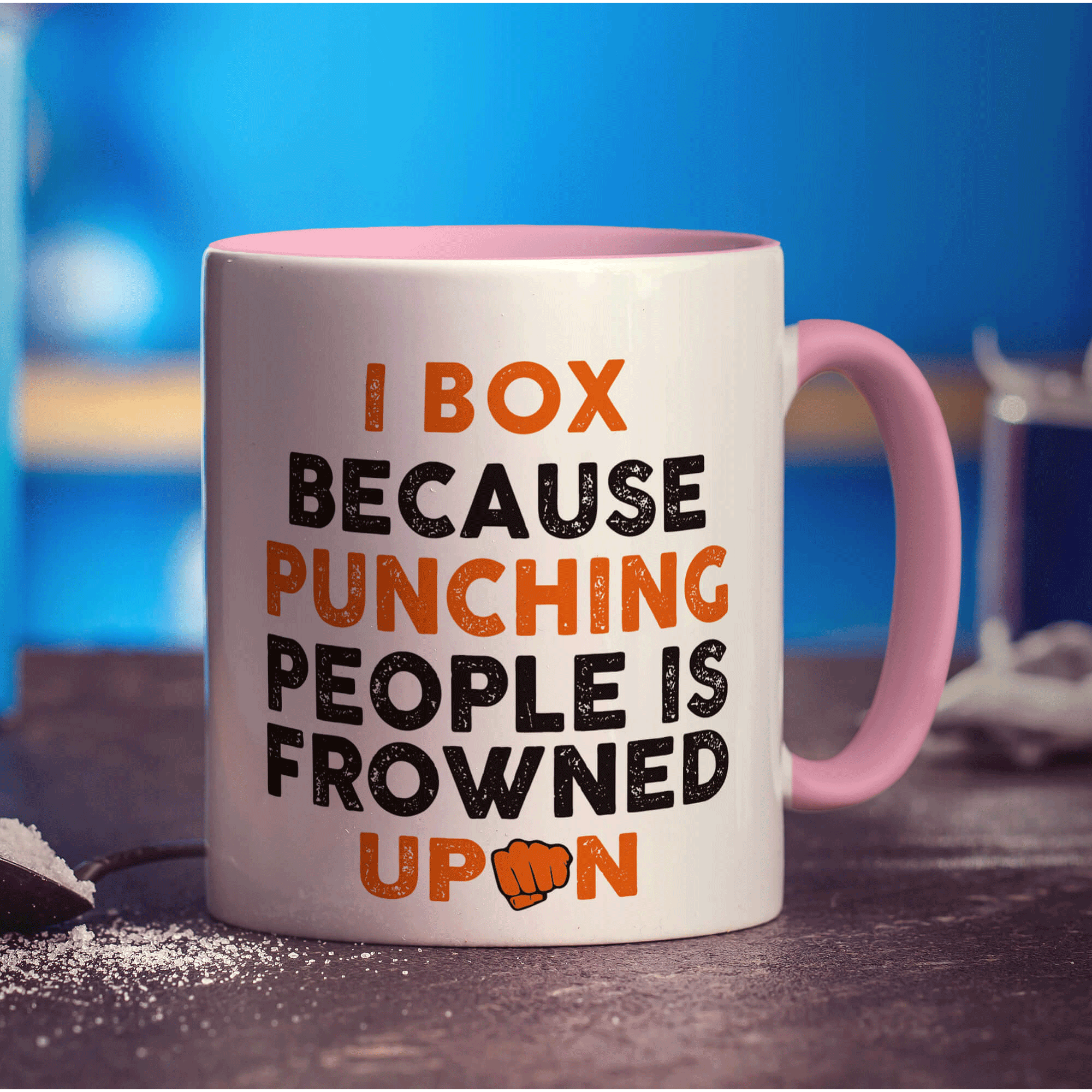 I Box Because Punching People is Frowned Upon Mug - Standard 330ml (11oz) / Pink