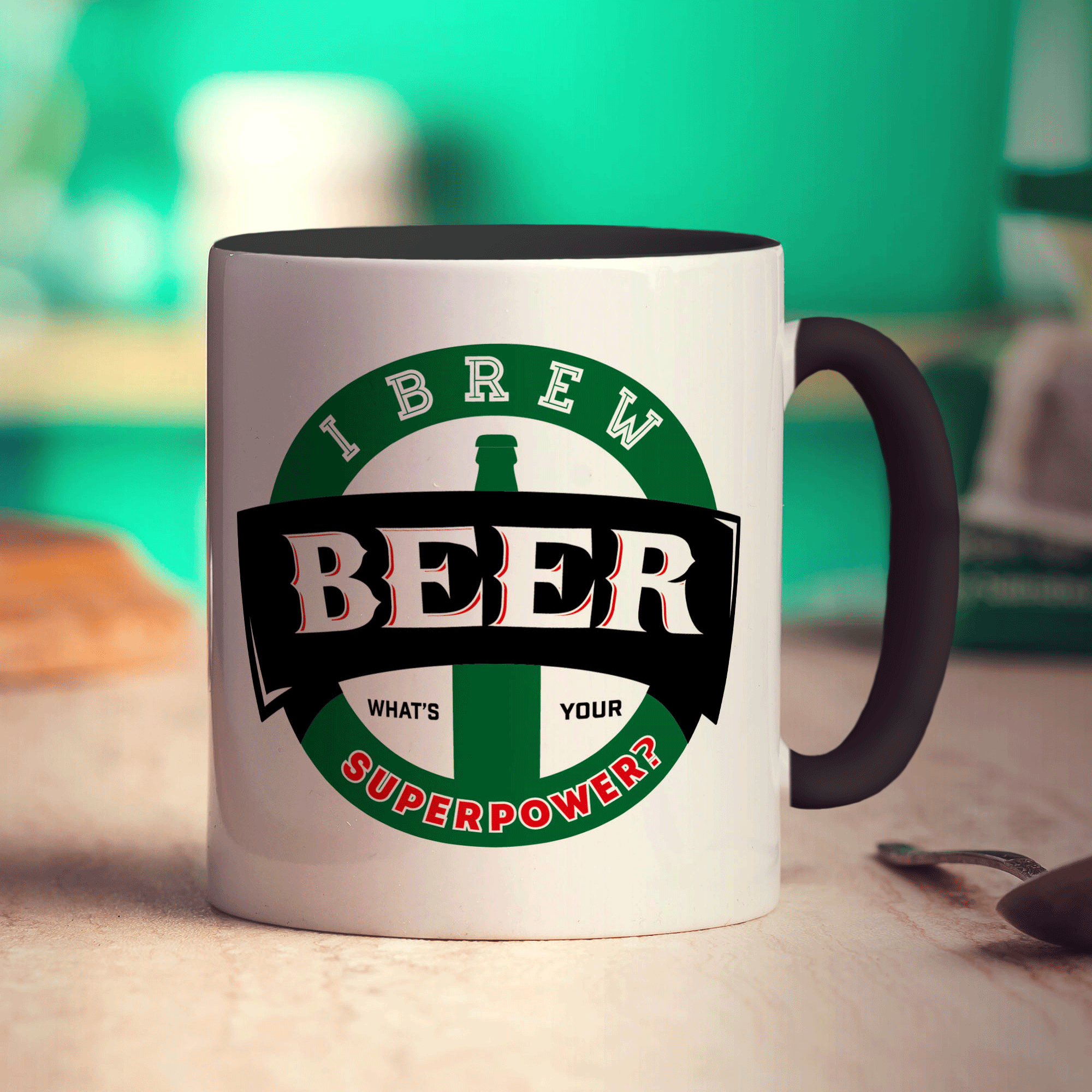 I Brew Beer. What's Your Superpower Mug - Standard 330ml (11oz) / Black