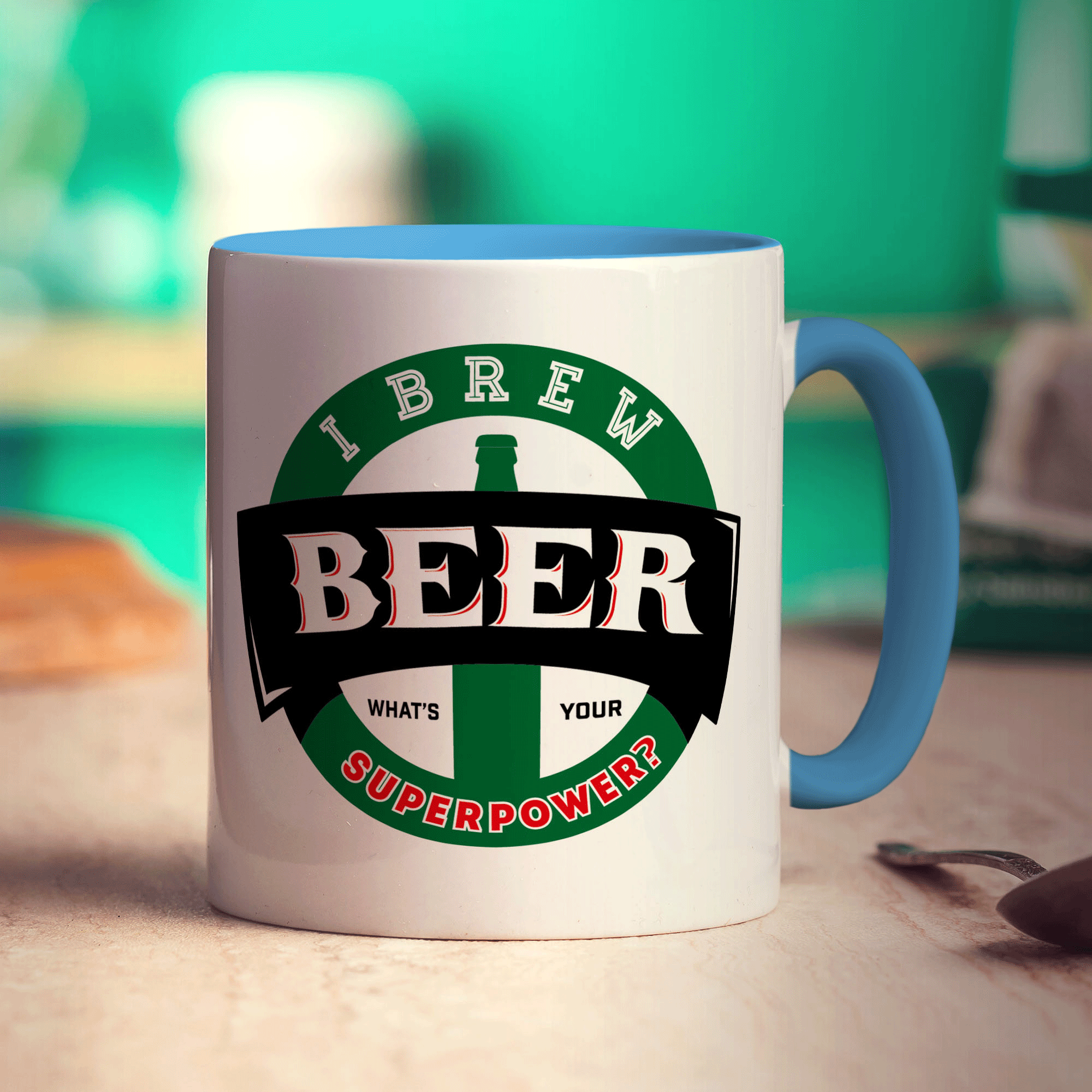 I Brew Beer. What's Your Superpower Mug - Standard 330ml (11oz) / Blue