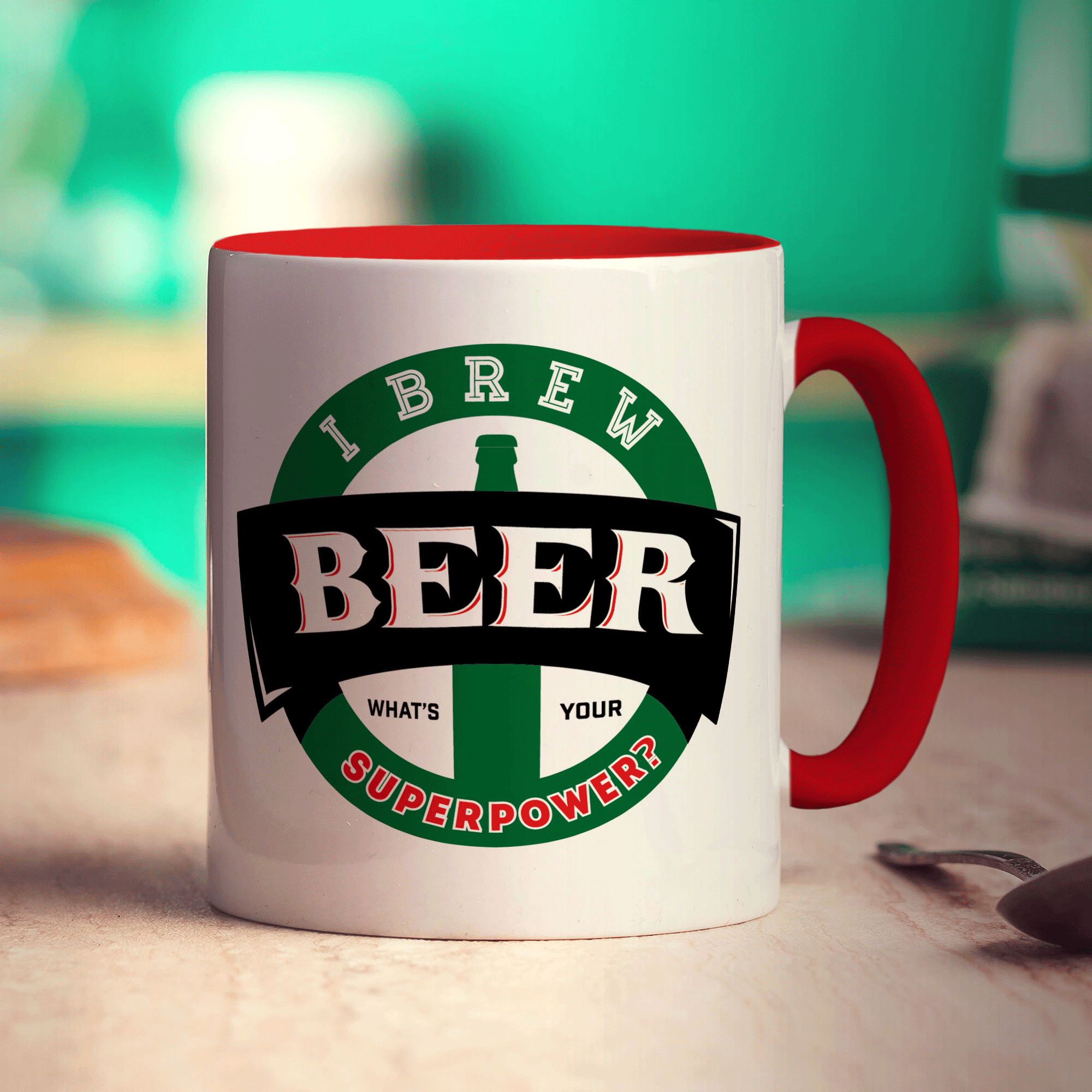 I Brew Beer. What's Your Superpower Mug - Standard 330ml (11oz) / Red