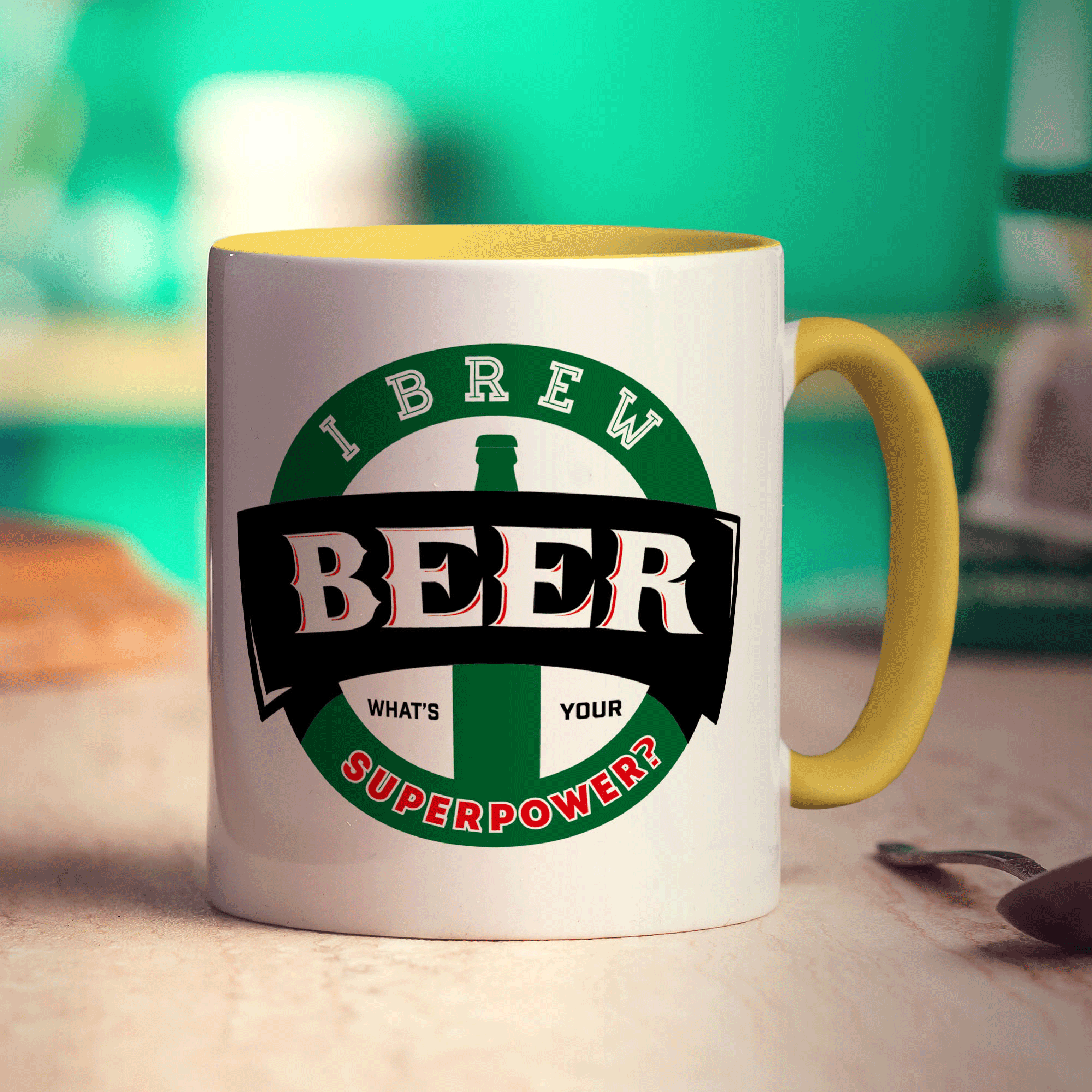 I Brew Beer. What's Your Superpower Mug - Standard 330ml (11oz) / Yellow