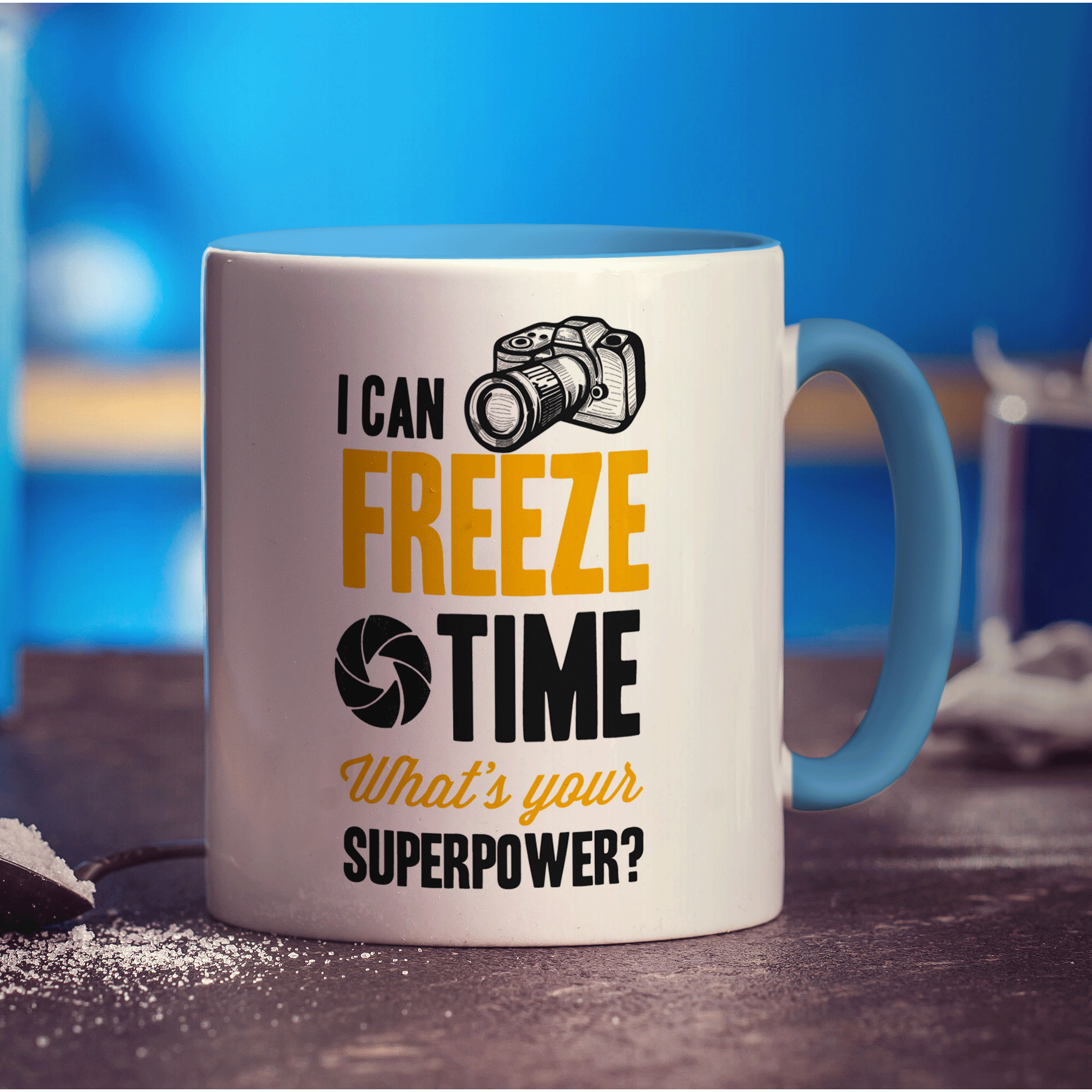 I Can Freeze Time What's Your Superpower Mug - Standard 330ml (11oz) / Blue