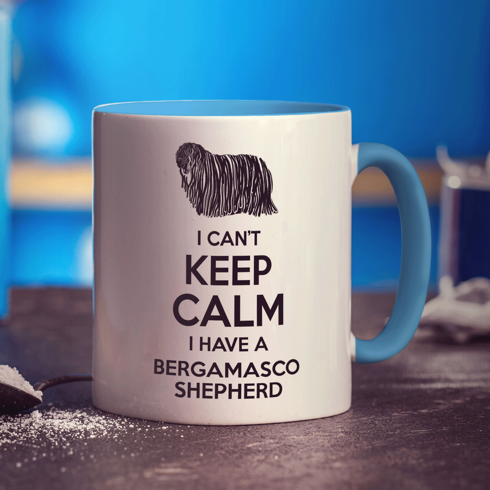 I Can't Keep Calm I Have A Bergamasco Shepherd Mug - Standard 330ml (11oz) / Blue