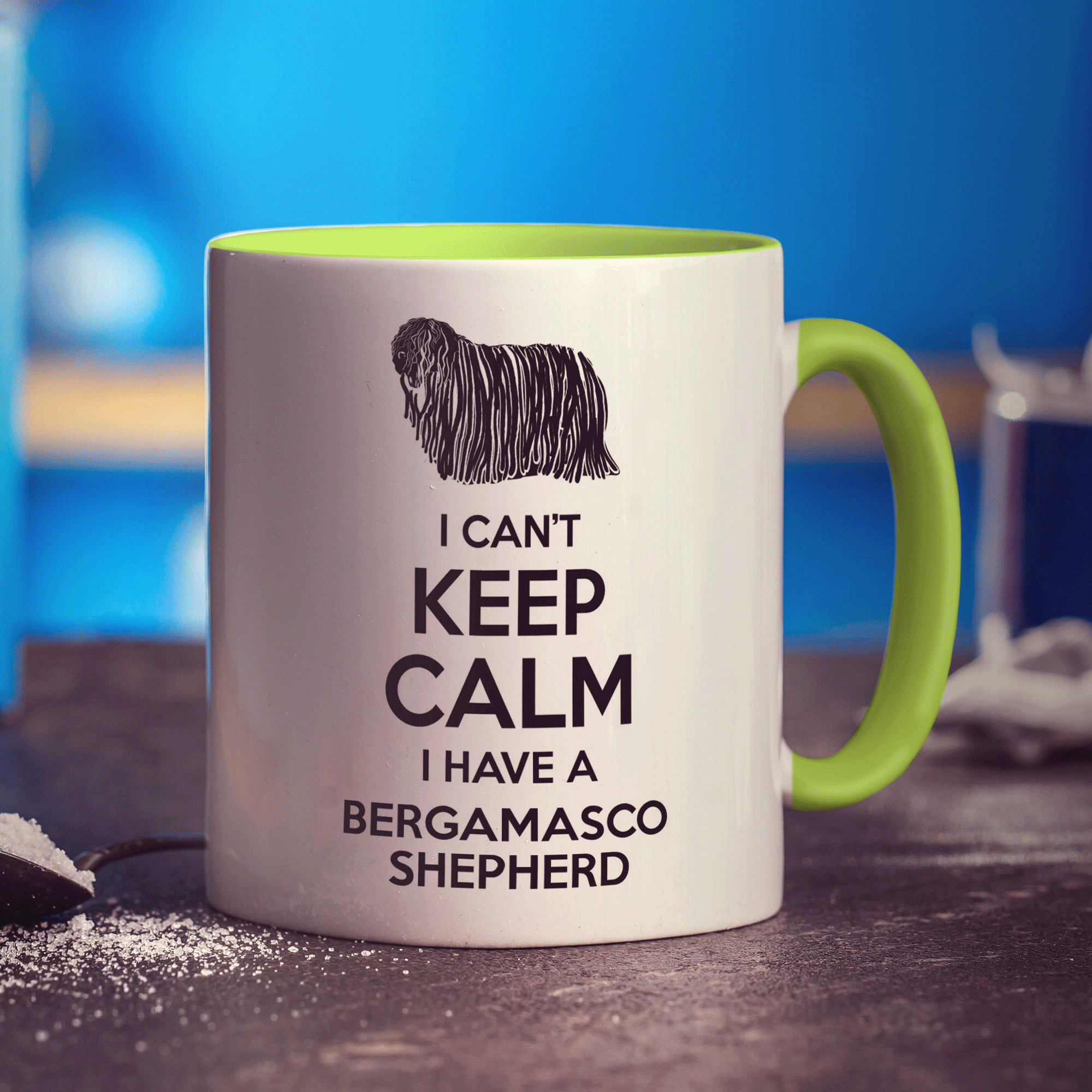 I Can't Keep Calm I Have A Bergamasco Shepherd Mug - Standard 330ml (11oz) / Green