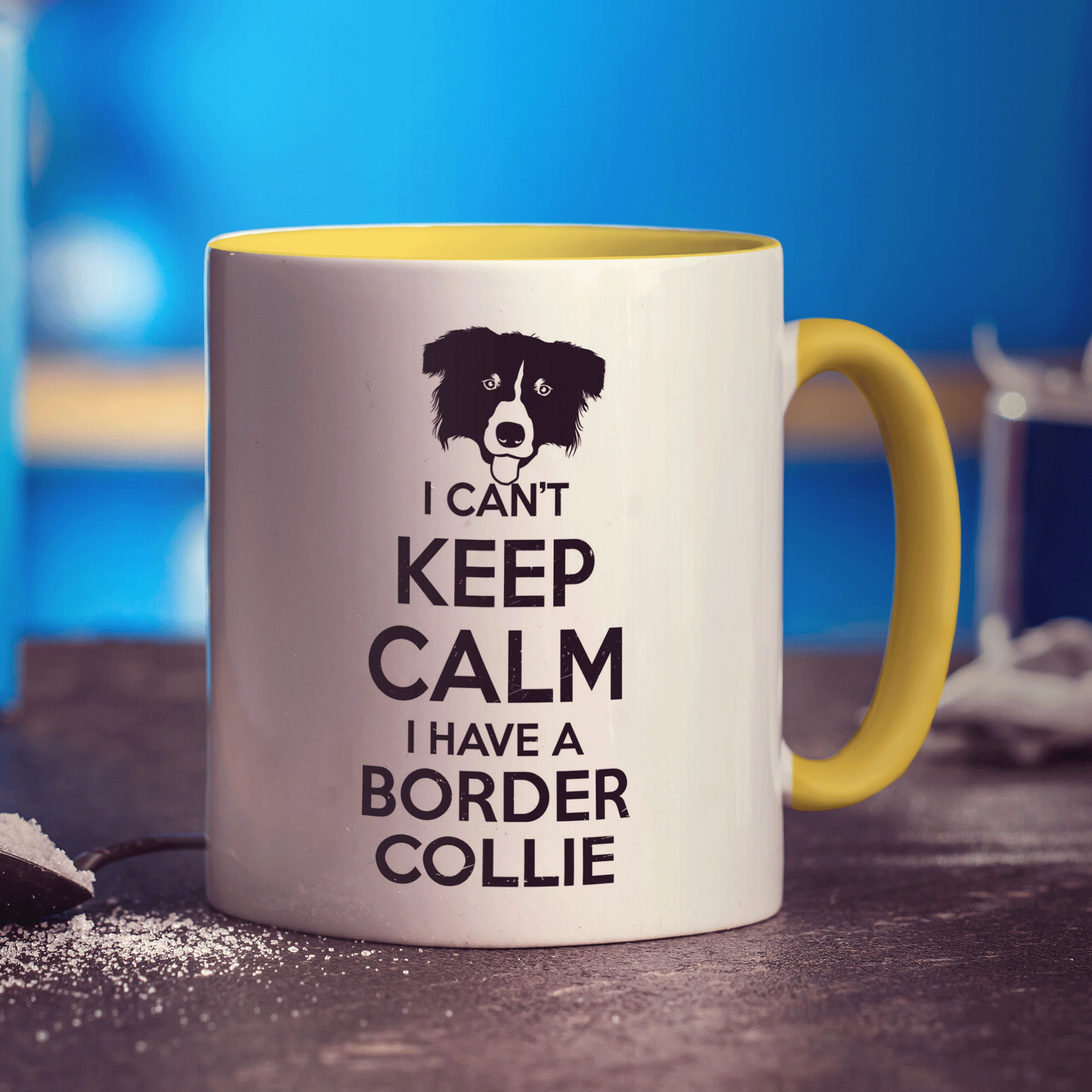 I Can't Keep Calm I Have a Border Collie Mug - Standard 330ml (11oz) / Yellow