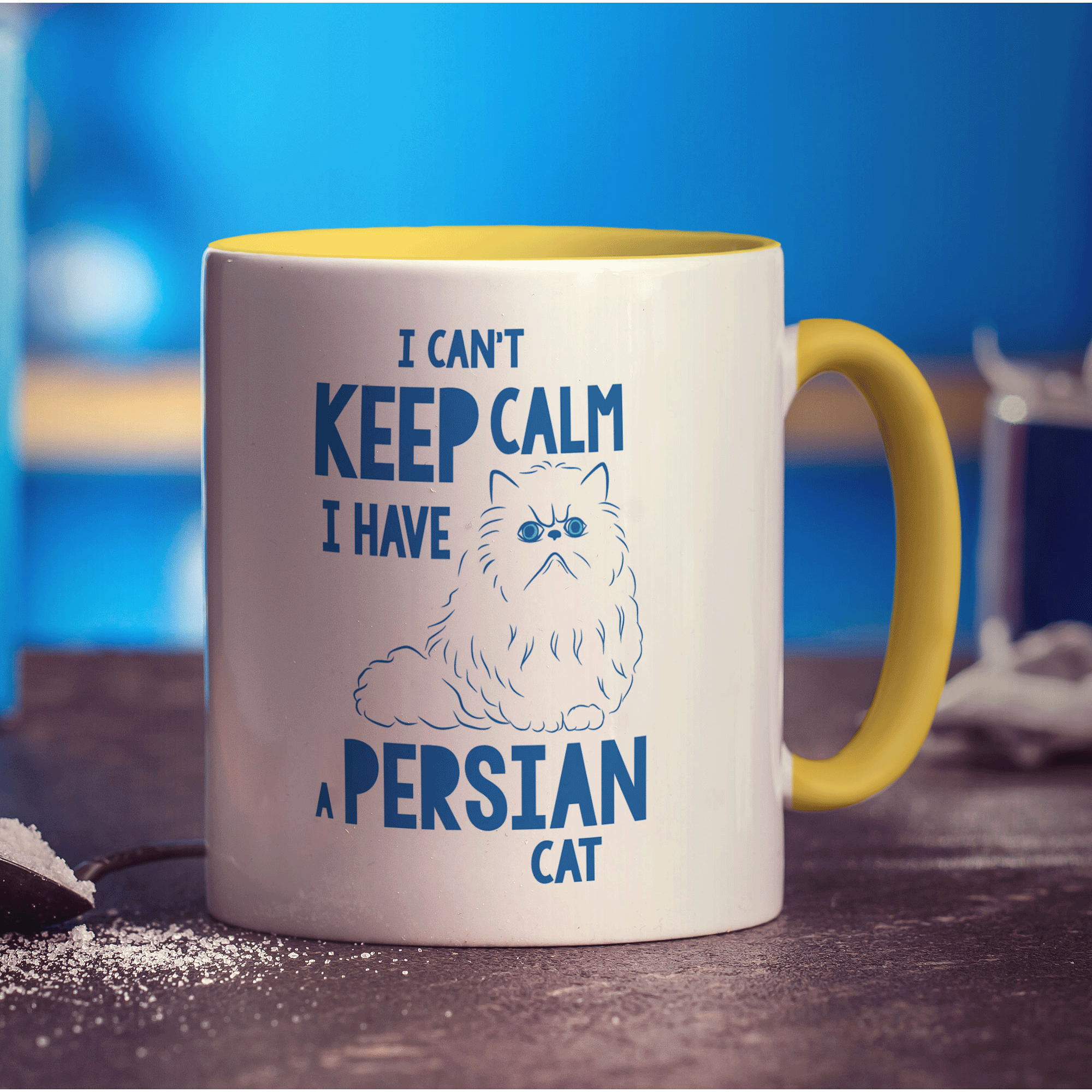 I Can't Keep Calm I Have a Persian Cat Mug - Standard 330ml (11oz) / Yellow