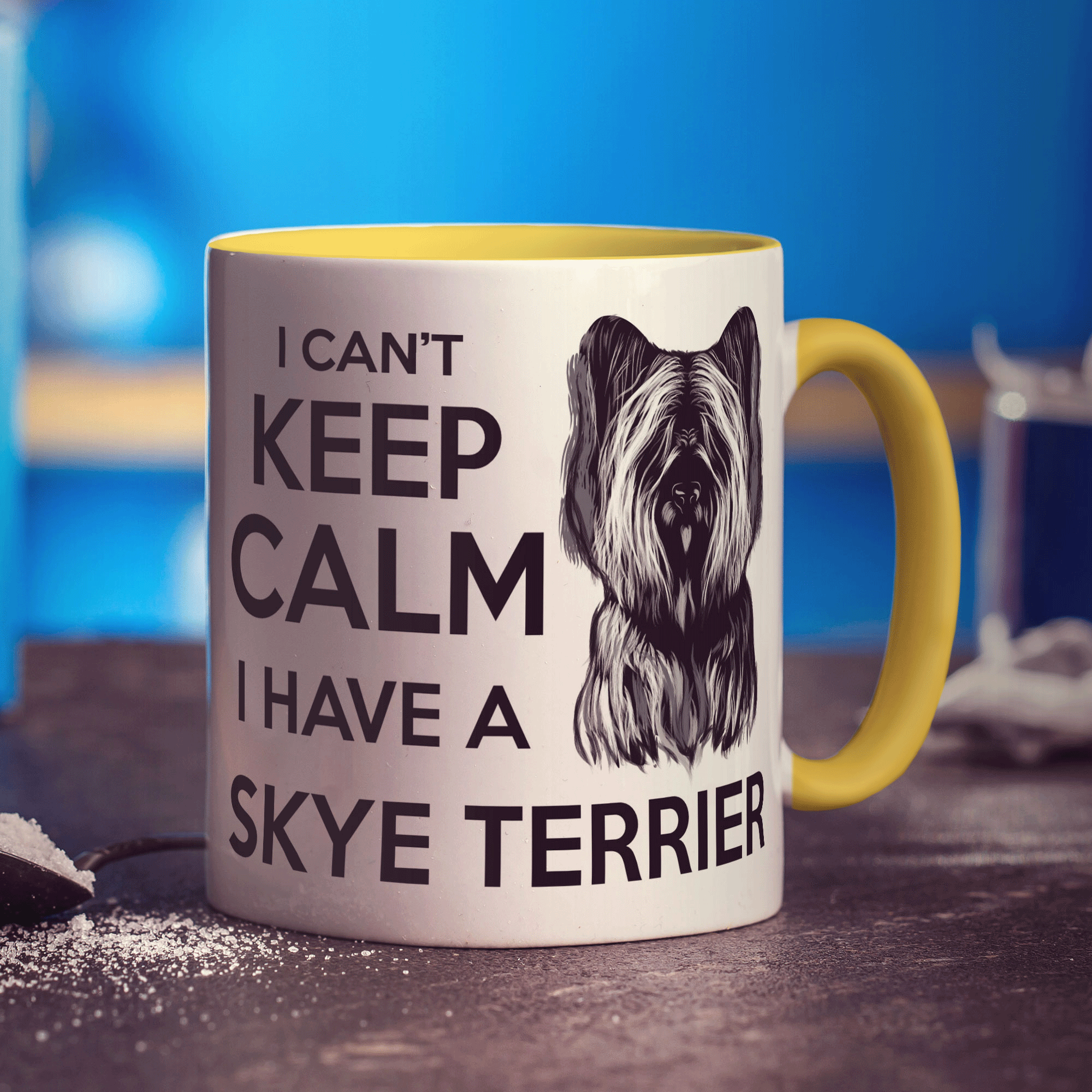 I Can't Keep Calm I Have A Skye Terrier Mug - Standard 330ml (11oz) / Yellow