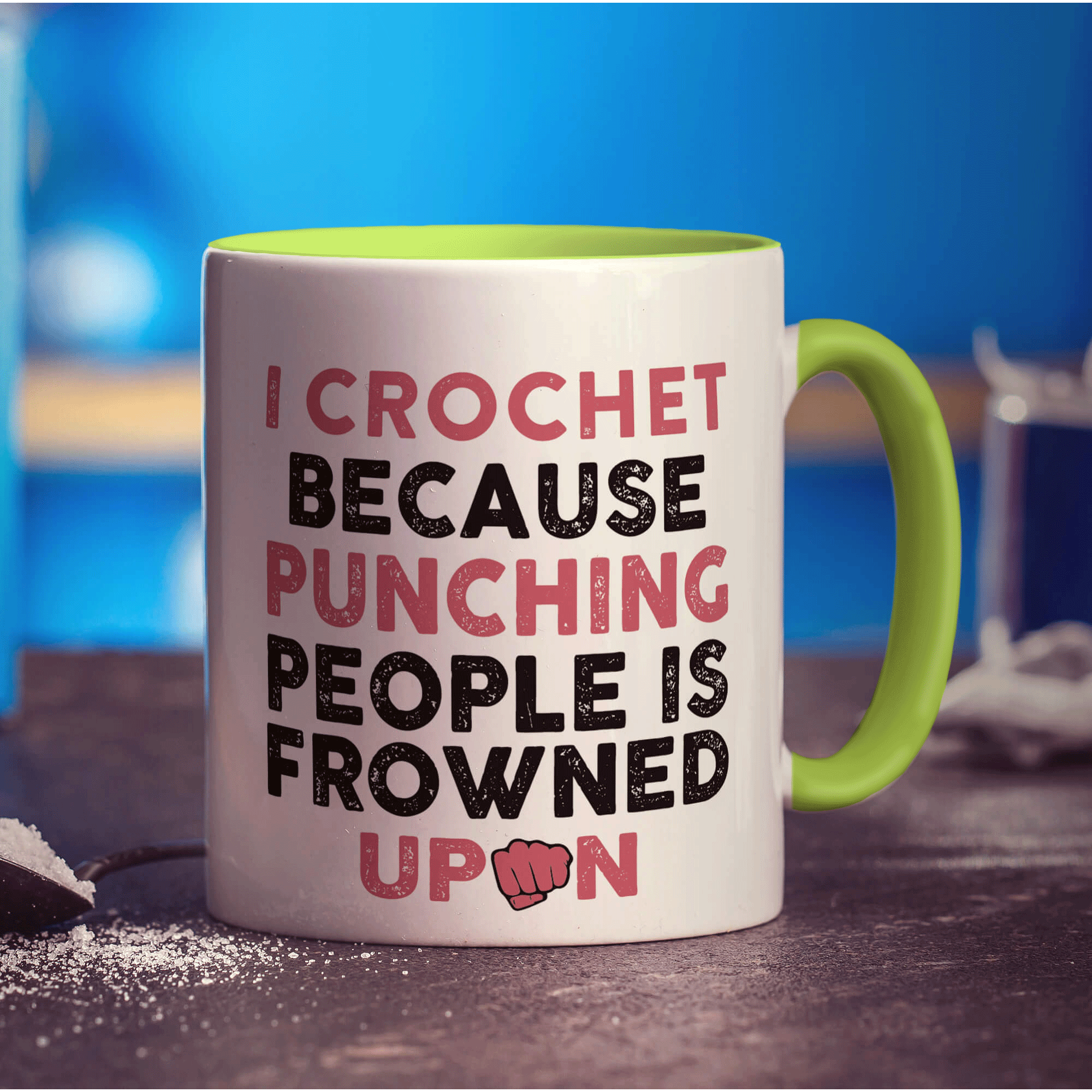 I Crochet Because Punching People is Frowned Upon Mug - Standard 330ml (11oz) / Green