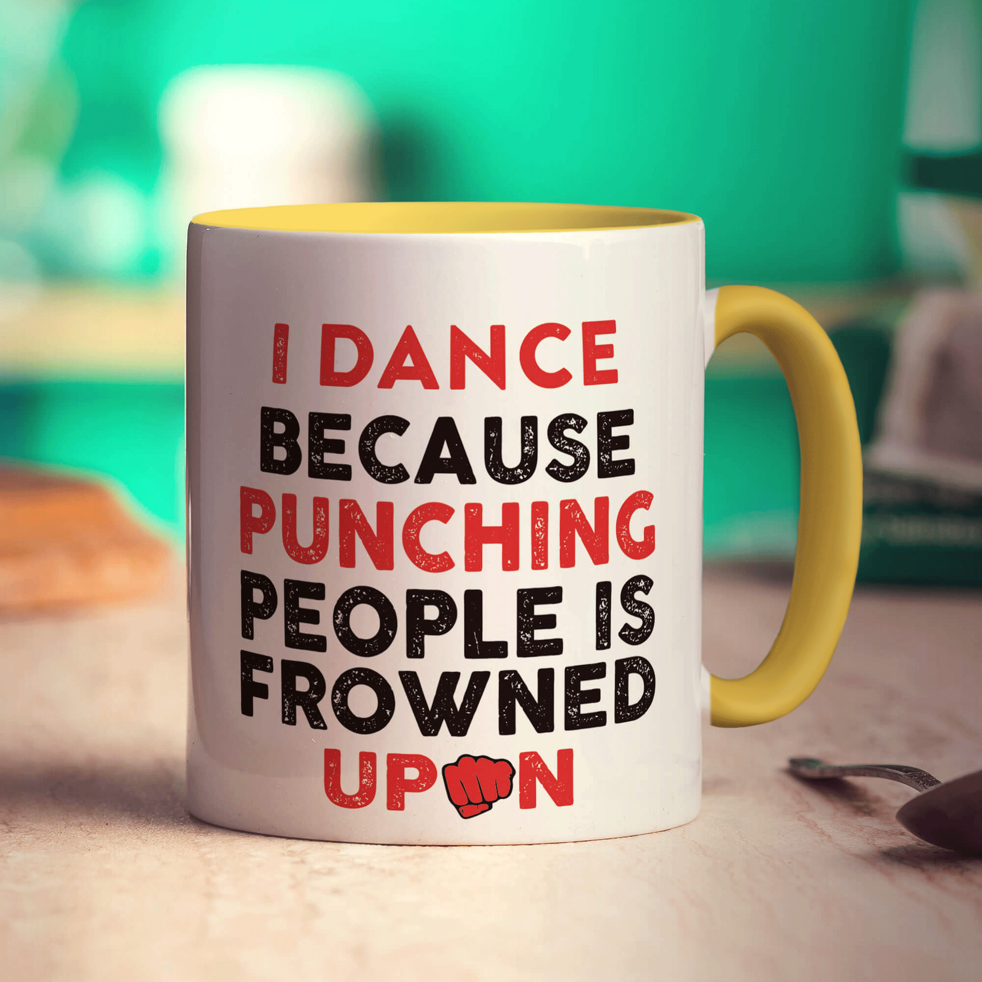 I Dance Because Punching People is Frowned Upon Mug - Standard 330ml (11oz) / Yellow