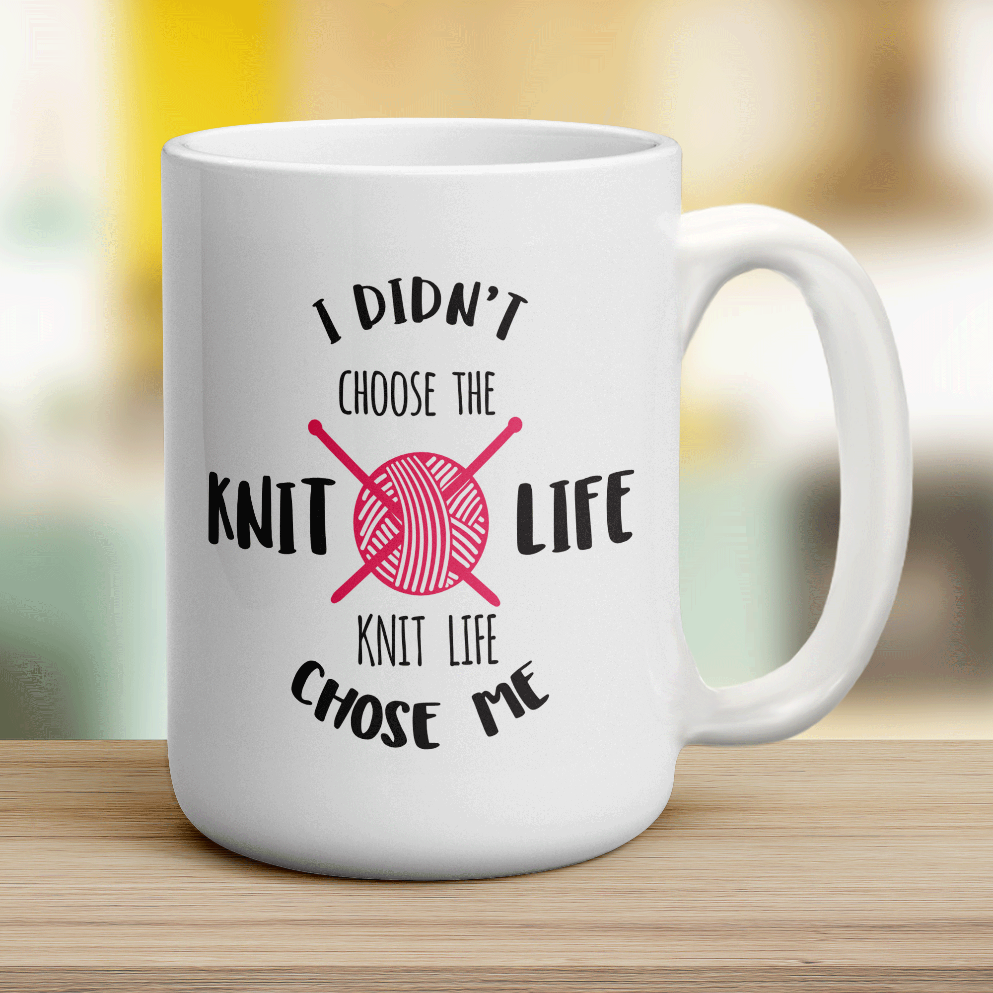 I Didn't Choose The Knit Life, The Knit Life Chose Me Mug - Jumbo 440ml (15oz) / White