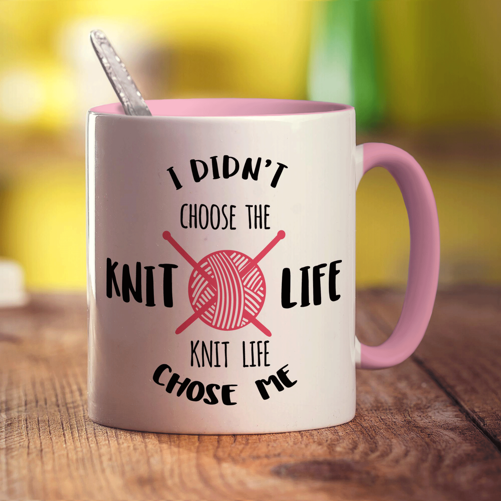 I Didn't Choose The Knit Life, The Knit Life Chose Me Mug - Standard 330ml (11oz) / Pink