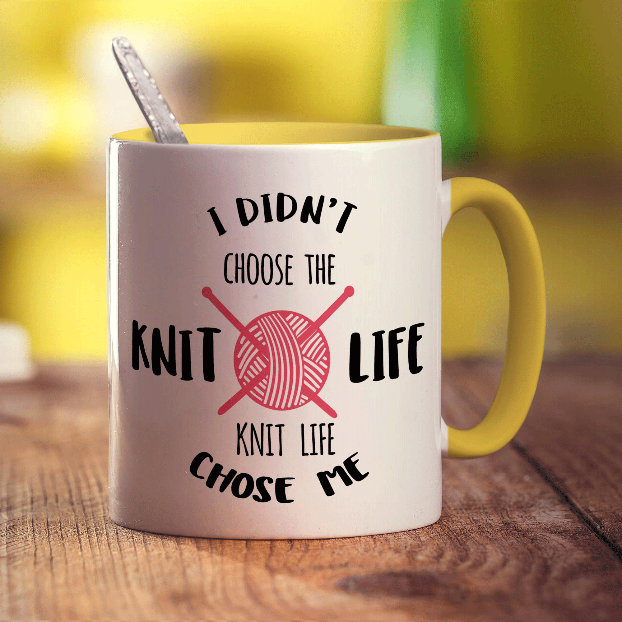 I Didn't Choose The Knit Life, The Knit Life Chose Me Mug - Standard 330ml (11oz) / Yellow