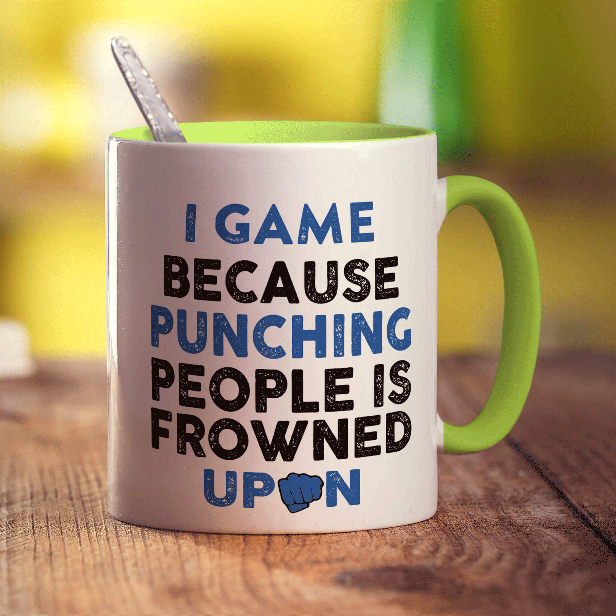 I Game Because Punching People is Frowned Upon Mug - Standard 330ml (11oz) / Green