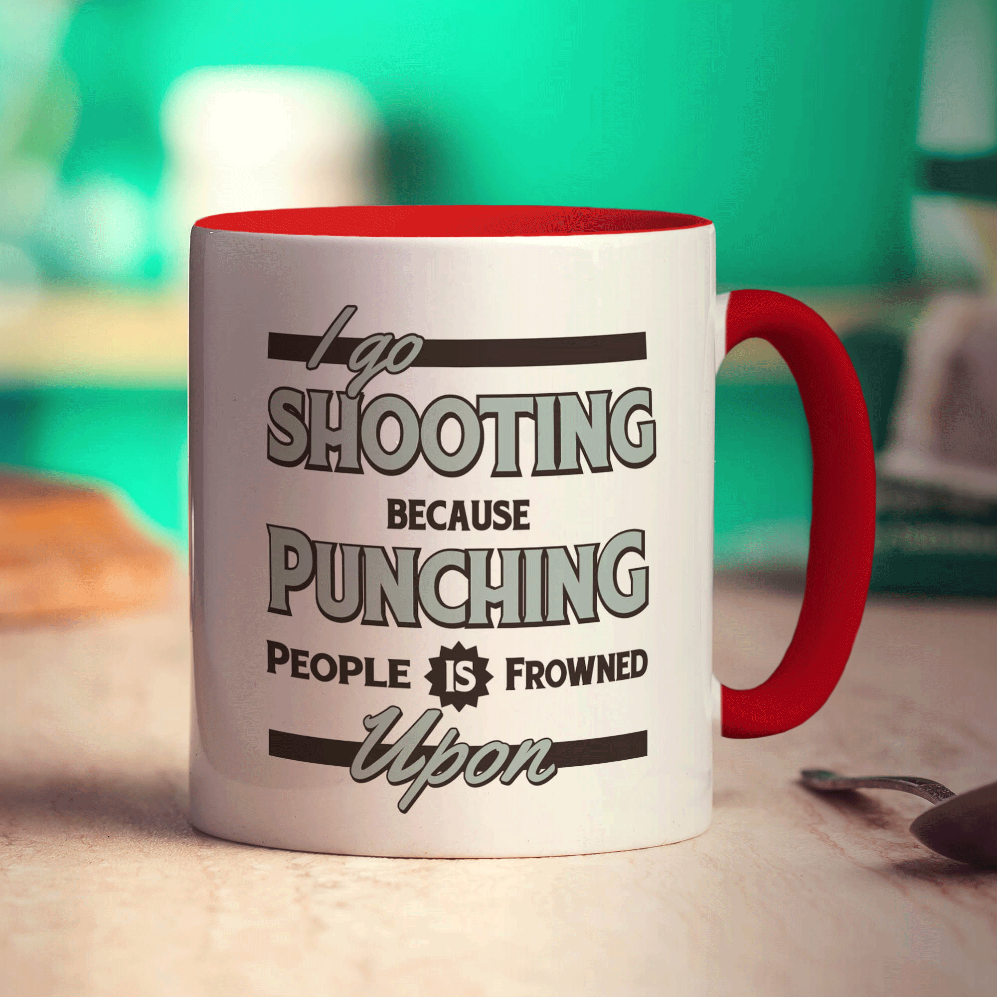 I Go Shooting Because Punching People is Frowned Upon Mug - Standard 330ml (11oz) / Red