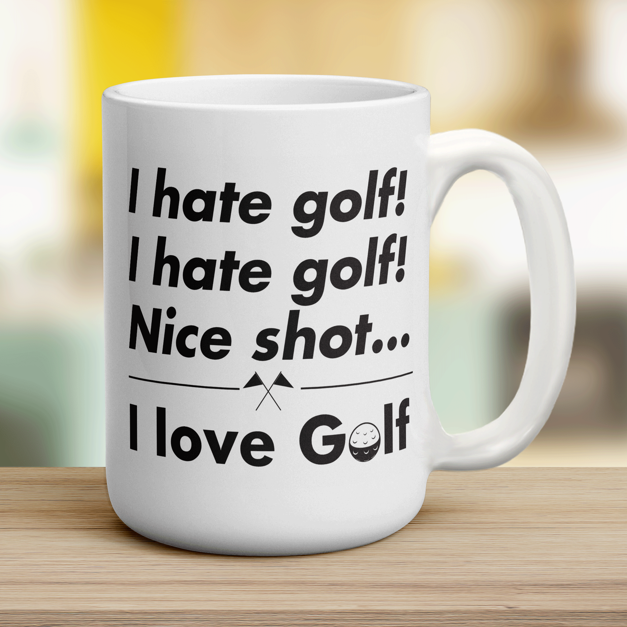 I Hate Golf, I Hate Golf! Nice Shot... I Love Golf Mug - Jumbo 440ml (15oz) / White