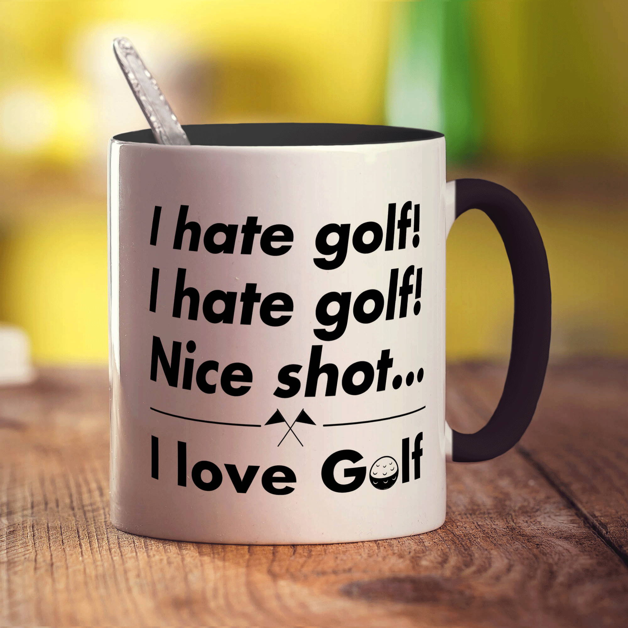 I Hate Golf, I Hate Golf! Nice Shot... I Love Golf Mug - Standard 330ml (11oz) / Black