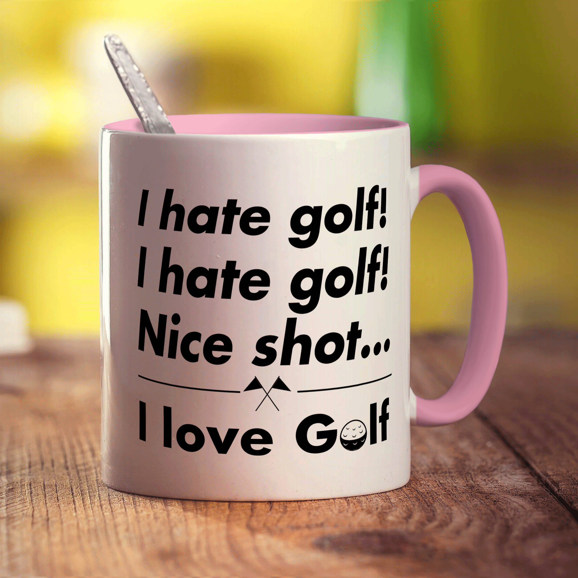 I Hate Golf, I Hate Golf! Nice Shot... I Love Golf Mug - Standard 330ml (11oz) / Pink