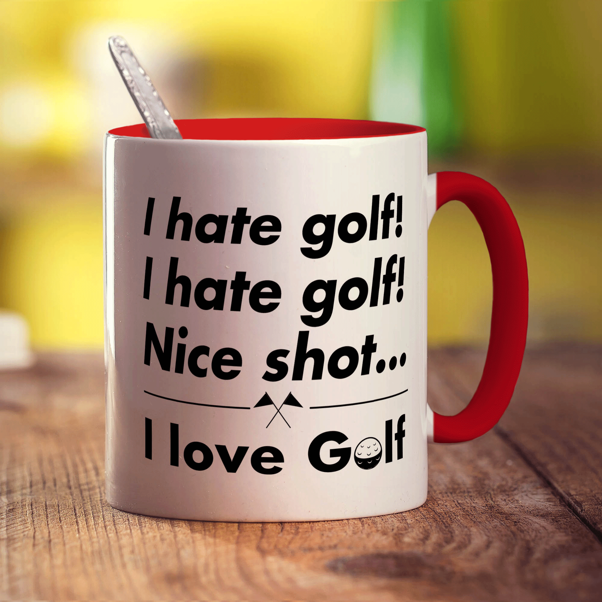 I Hate Golf, I Hate Golf! Nice Shot... I Love Golf Mug - Standard 330ml (11oz) / Red