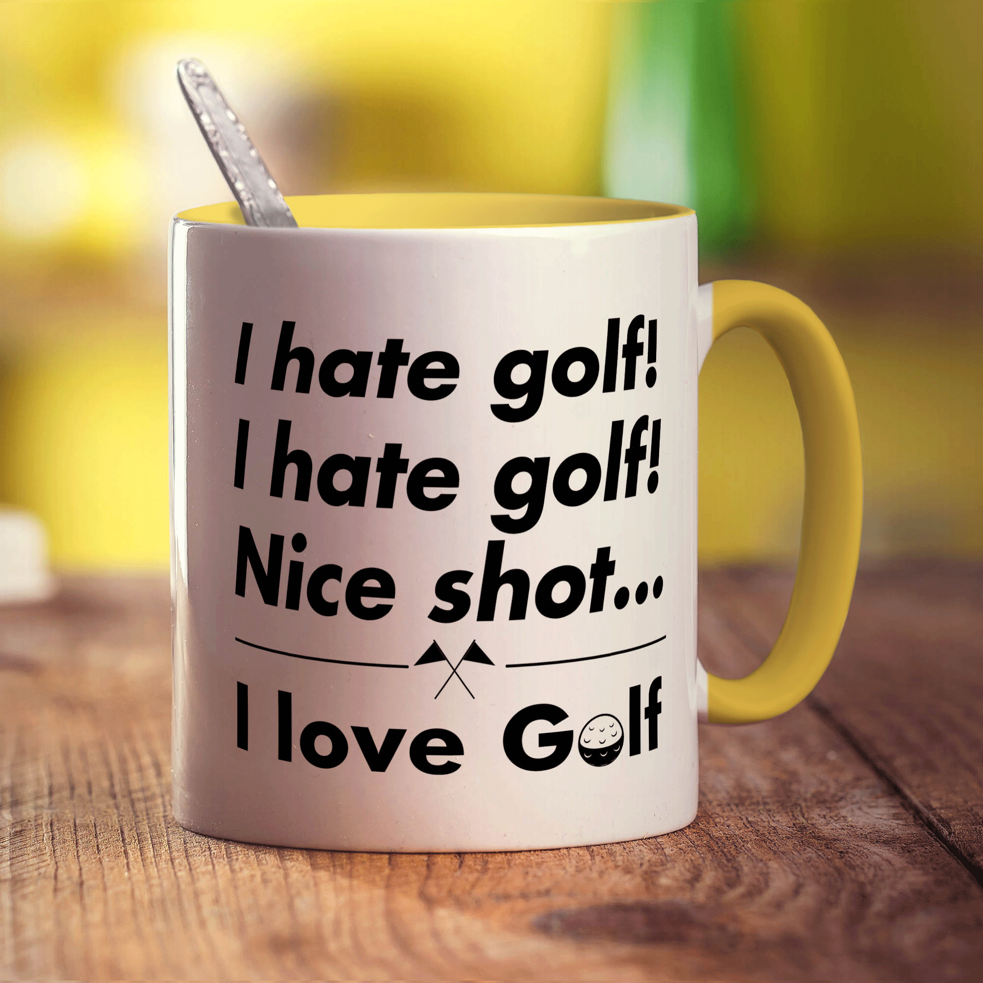I Hate Golf, I Hate Golf! Nice Shot... I Love Golf Mug - Standard 330ml (11oz) / Yellow
