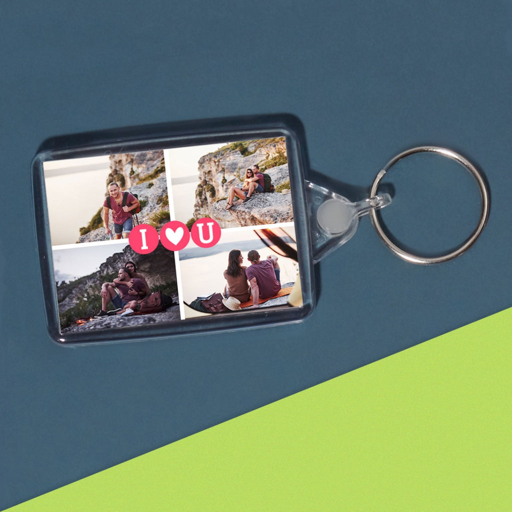 I HEART U Photo Grid Keyring
