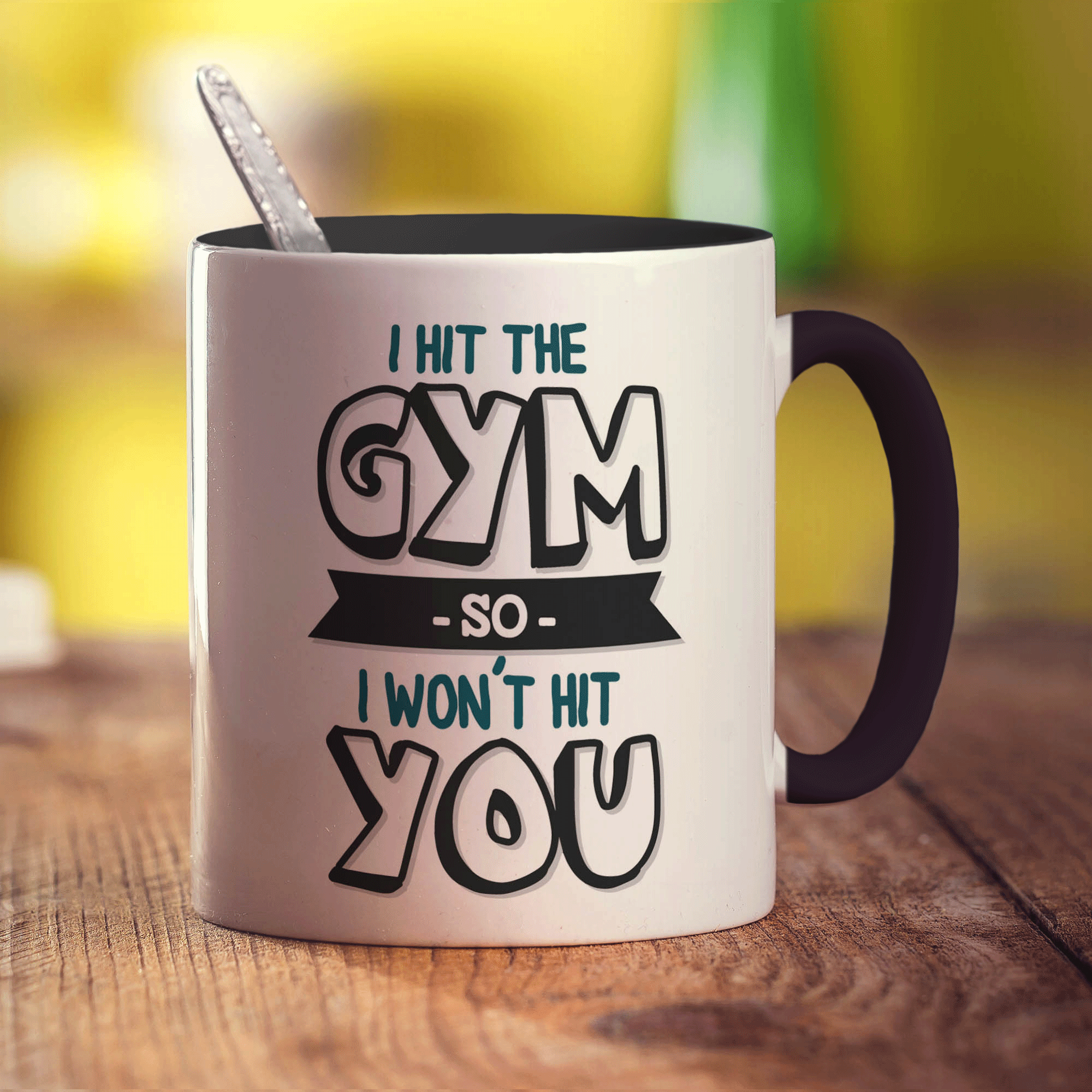 I Hit The Gym So I Won't Hit You Mug - Standard 330ml (11oz) / Black