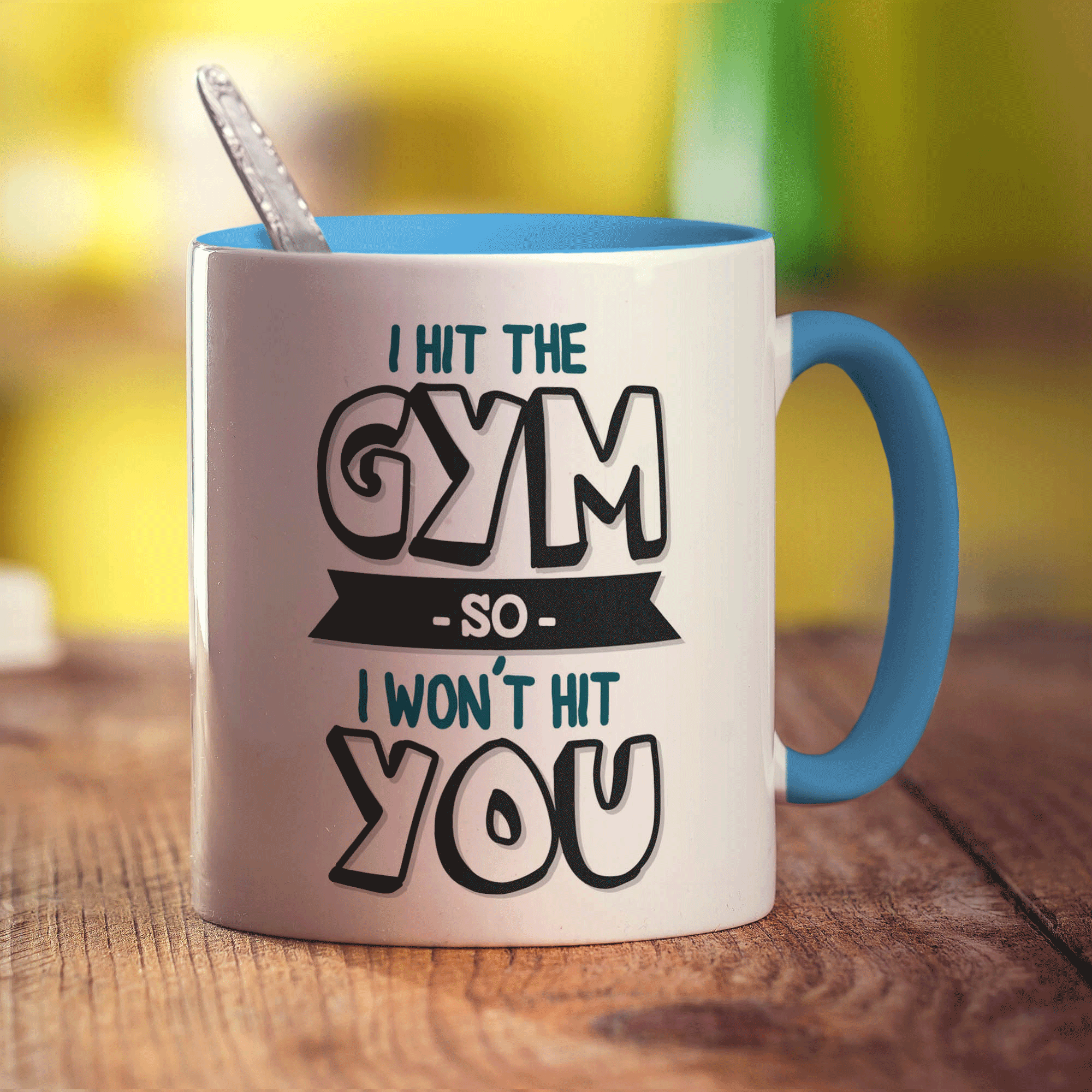 I Hit The Gym So I Won't Hit You Mug - Standard 330ml (11oz) / Blue
