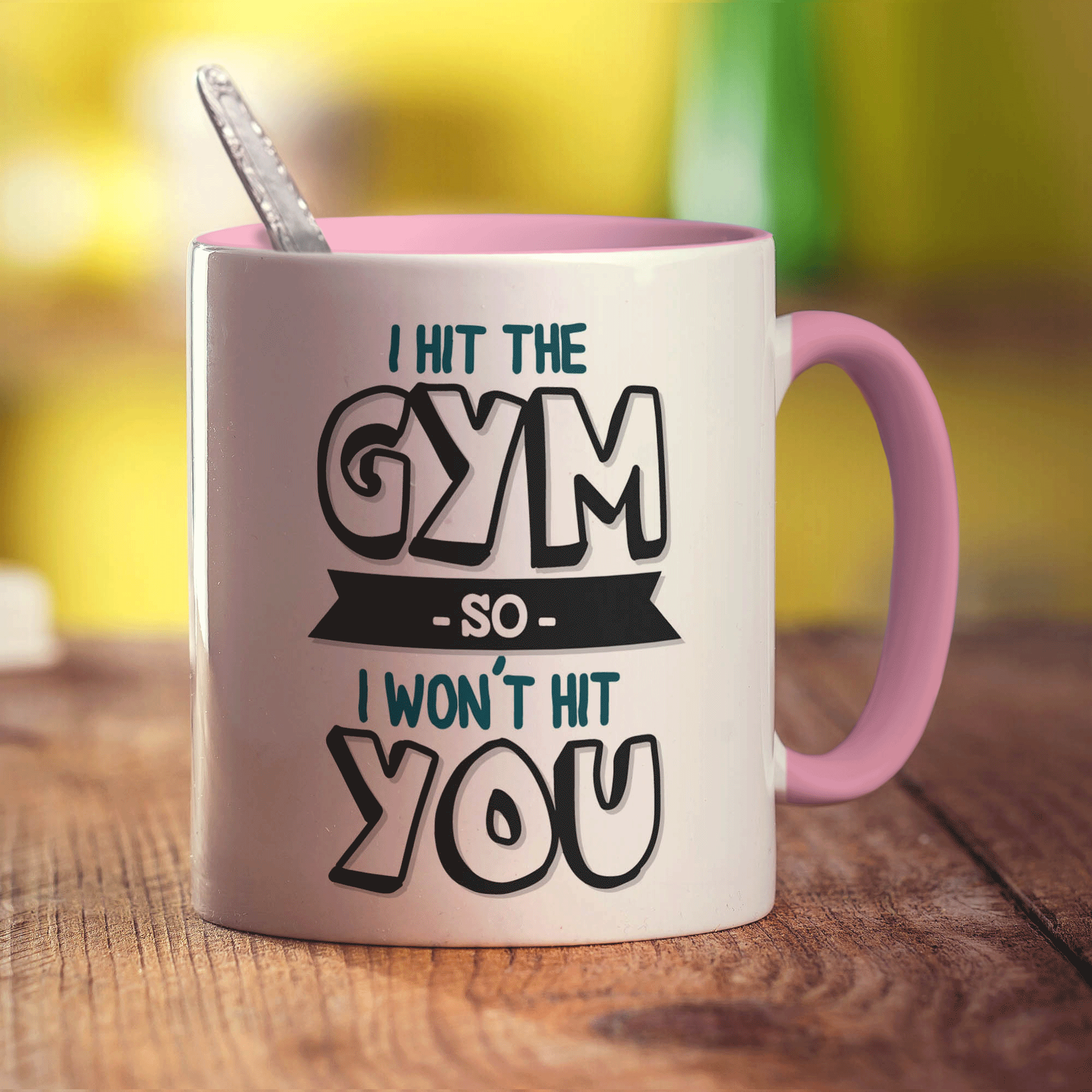 I Hit The Gym So I Won't Hit You Mug - Standard 330ml (11oz) / Pink