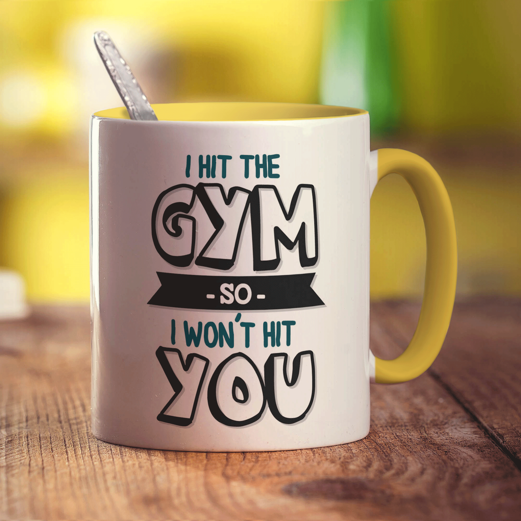 I Hit The Gym So I Won't Hit You Mug - Standard 330ml (11oz) / Yellow