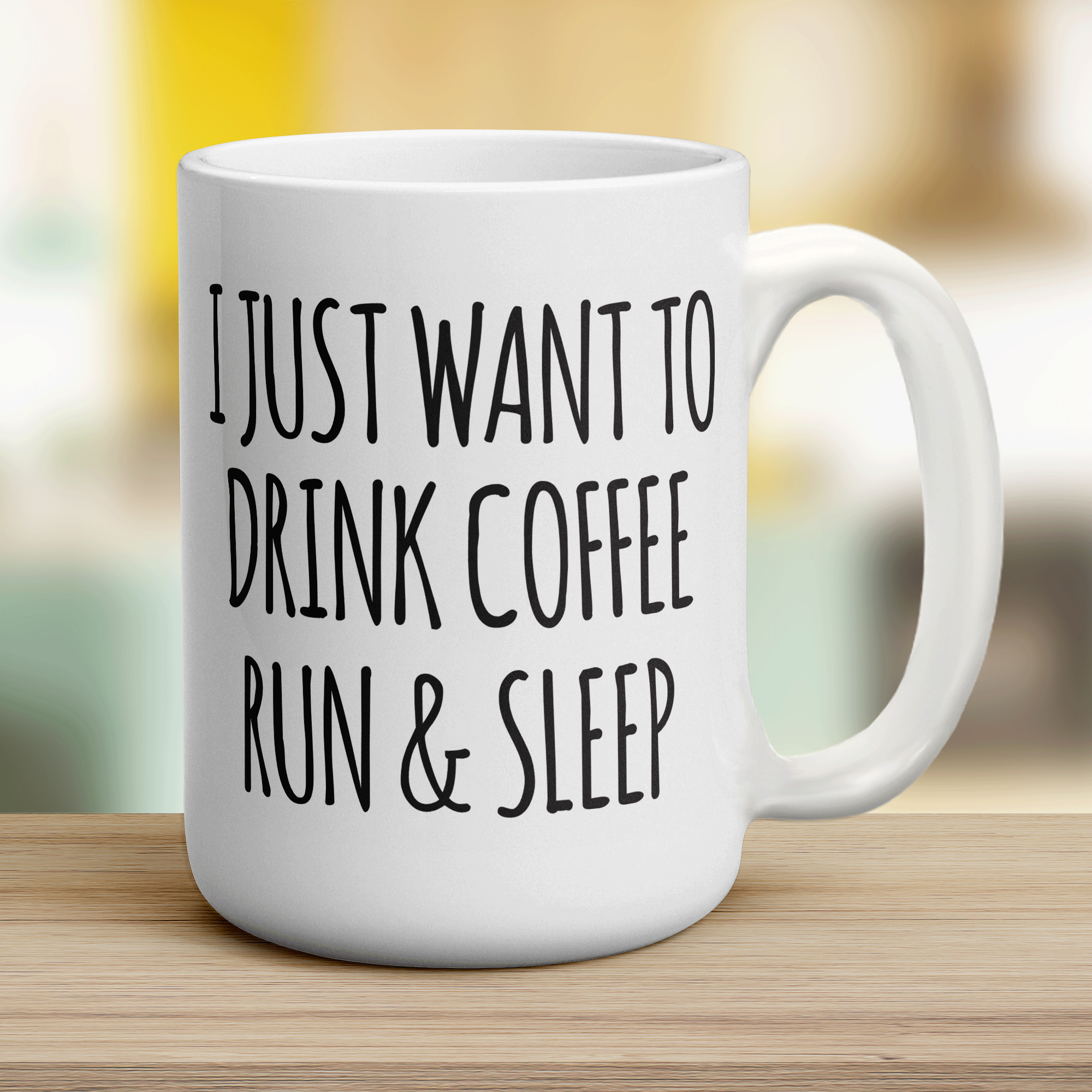 I Just Want To Drink Coffee, Run & Sleep Mug - Jumbo 440ml (15oz) / White
