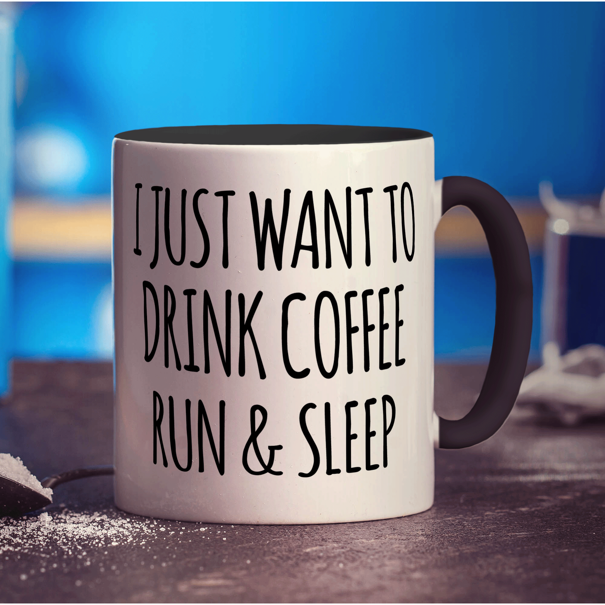 I Just Want To Drink Coffee, Run & Sleep Mug - Standard 330ml (11oz) / Black