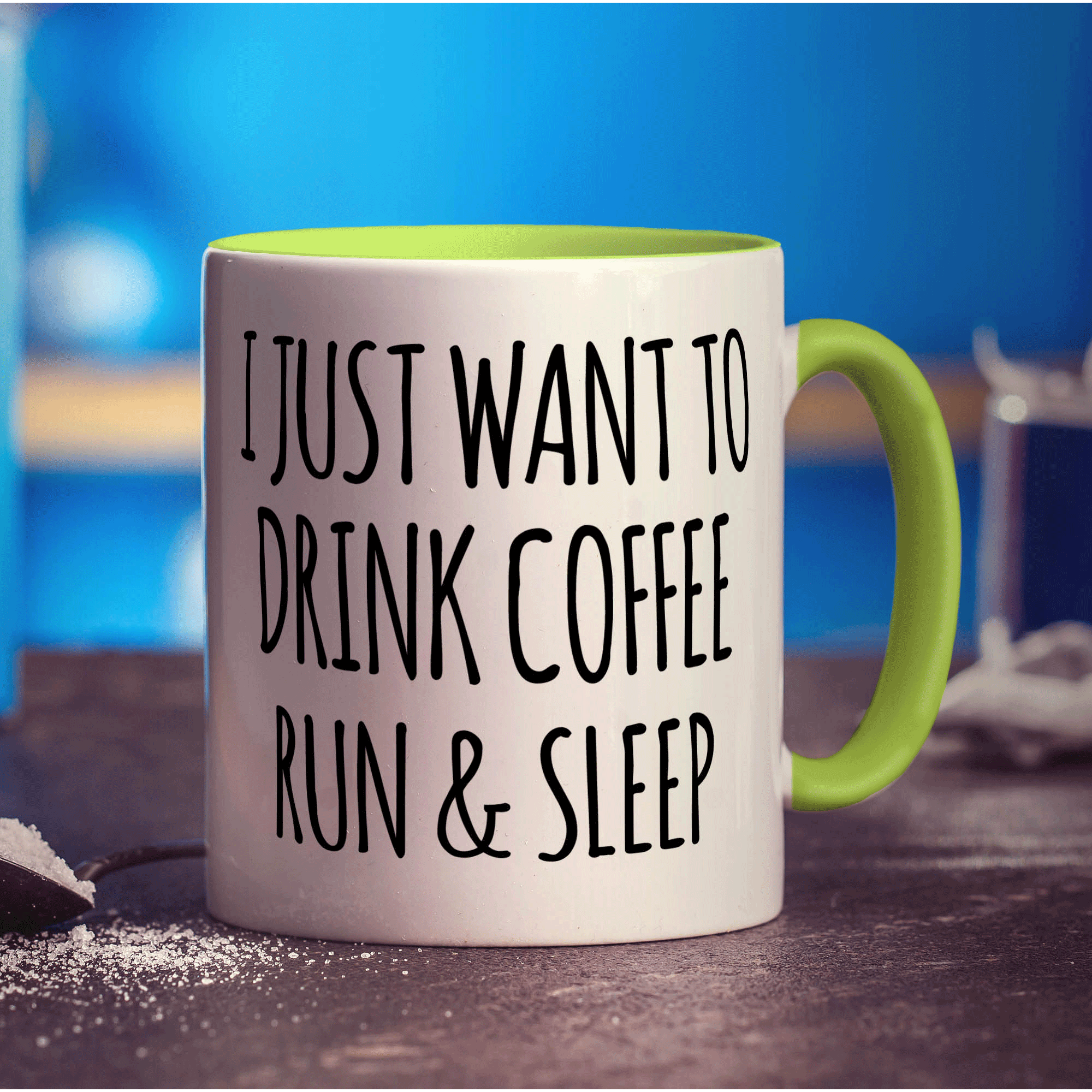 I Just Want To Drink Coffee, Run & Sleep Mug - Standard 330ml (11oz) / Green