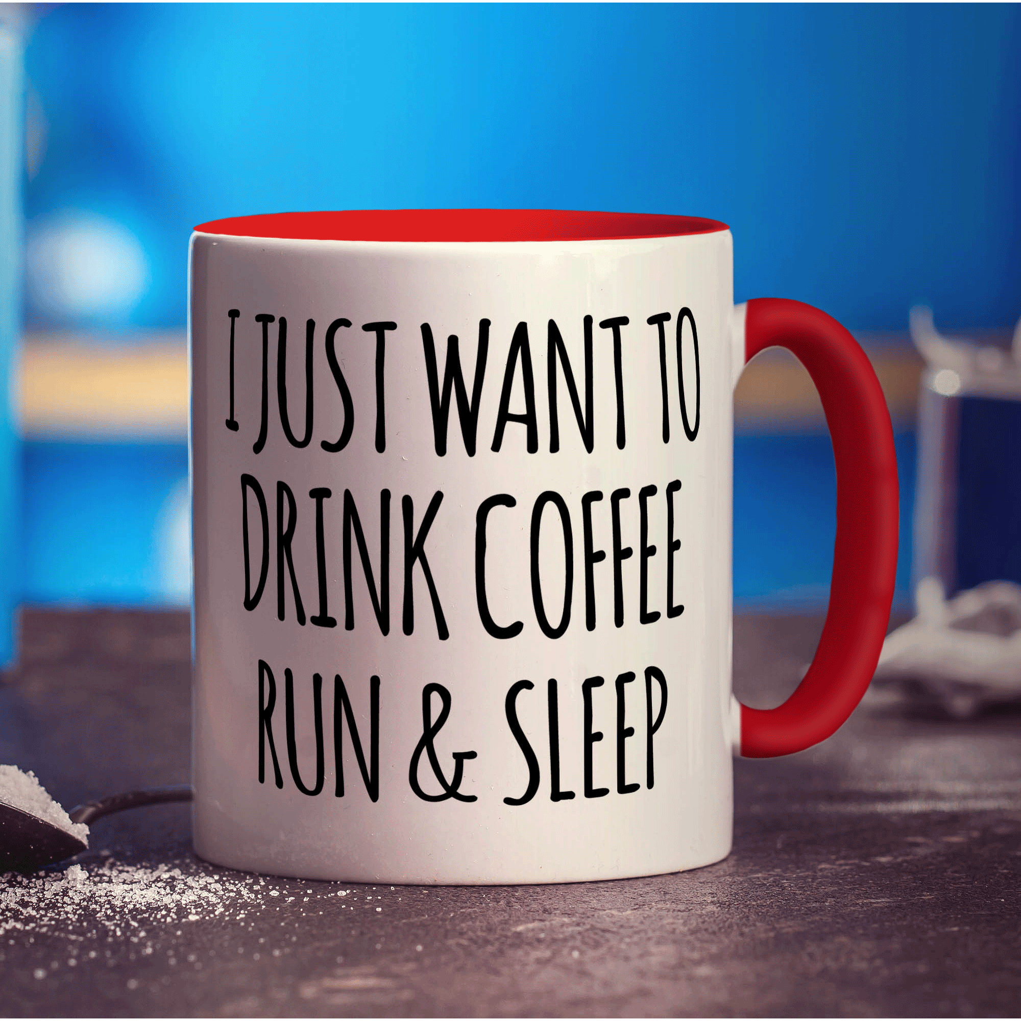 I Just Want To Drink Coffee, Run & Sleep Mug - Standard 330ml (11oz) / Red