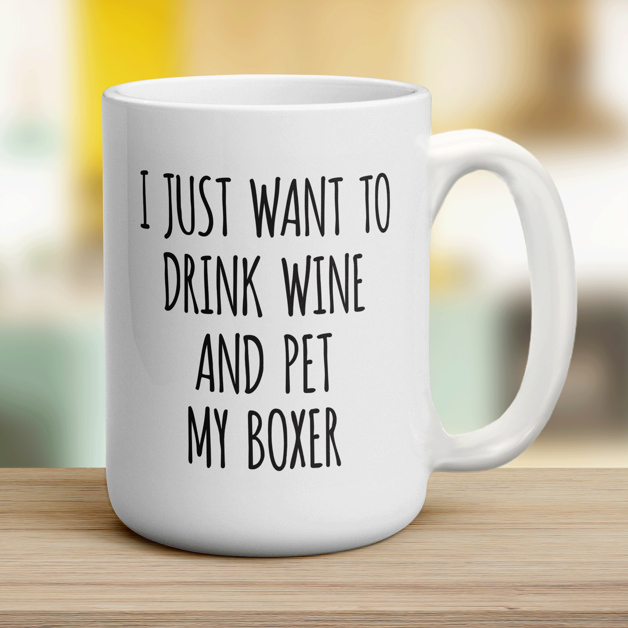 I Just Want To Drink Wine And Pet My Boxer Mug - Jumbo 440ml (15oz) / White