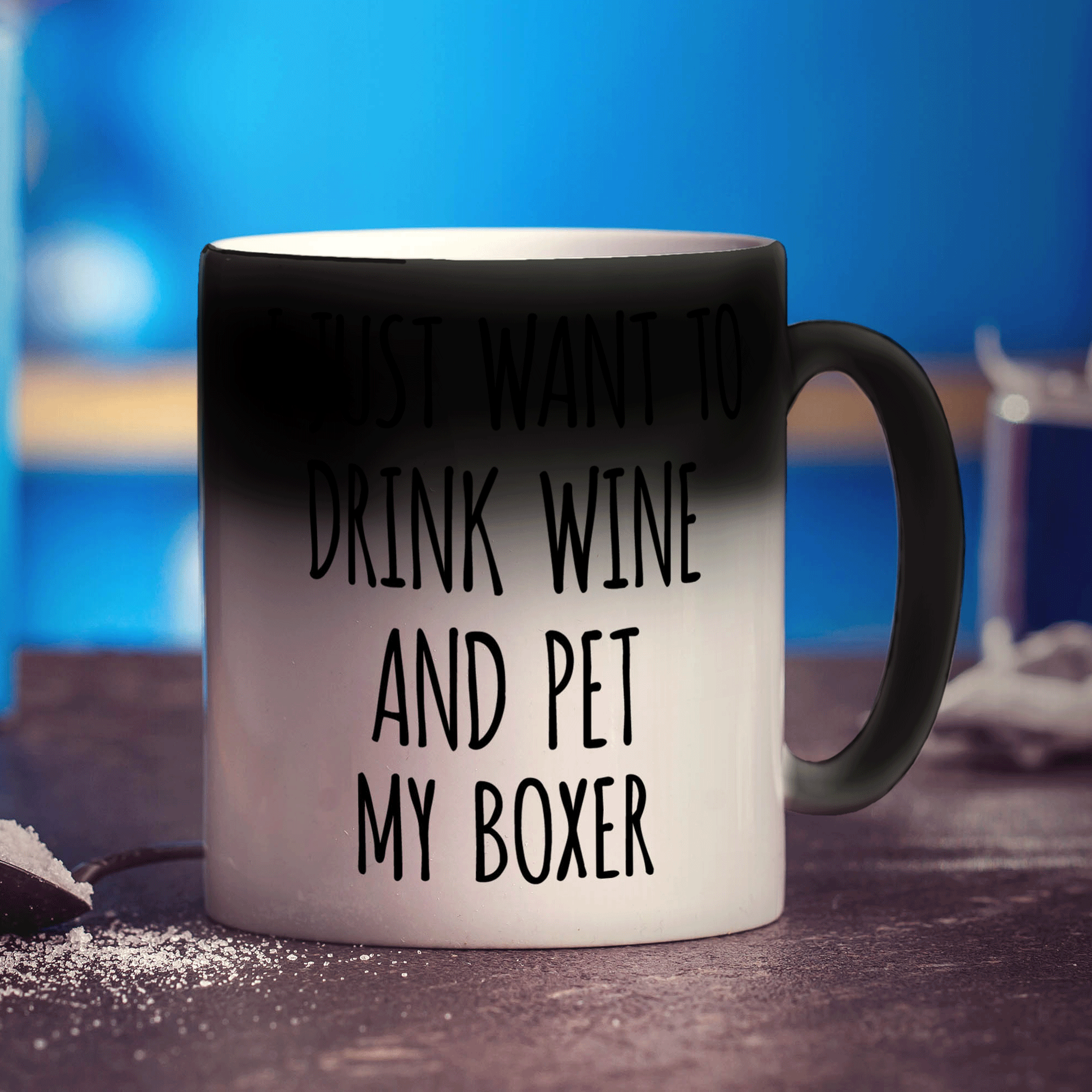 I Just Want To Drink Wine And Pet My Boxer Mug - Standard 330ml (11oz) / Magic Mug