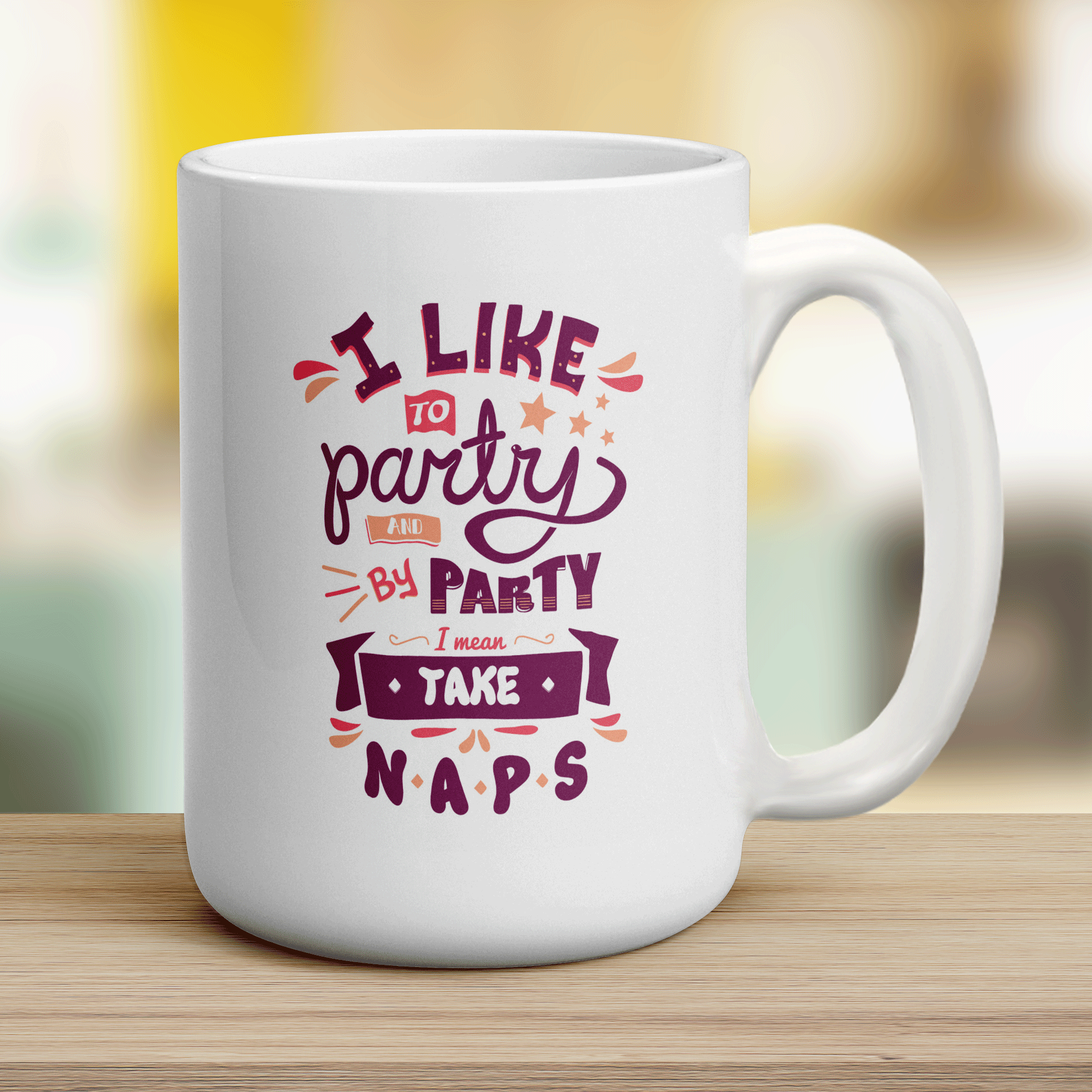 I Like to Party and By Party I Mean Take Naps Mug - Jumbo 440ml (15oz) / White