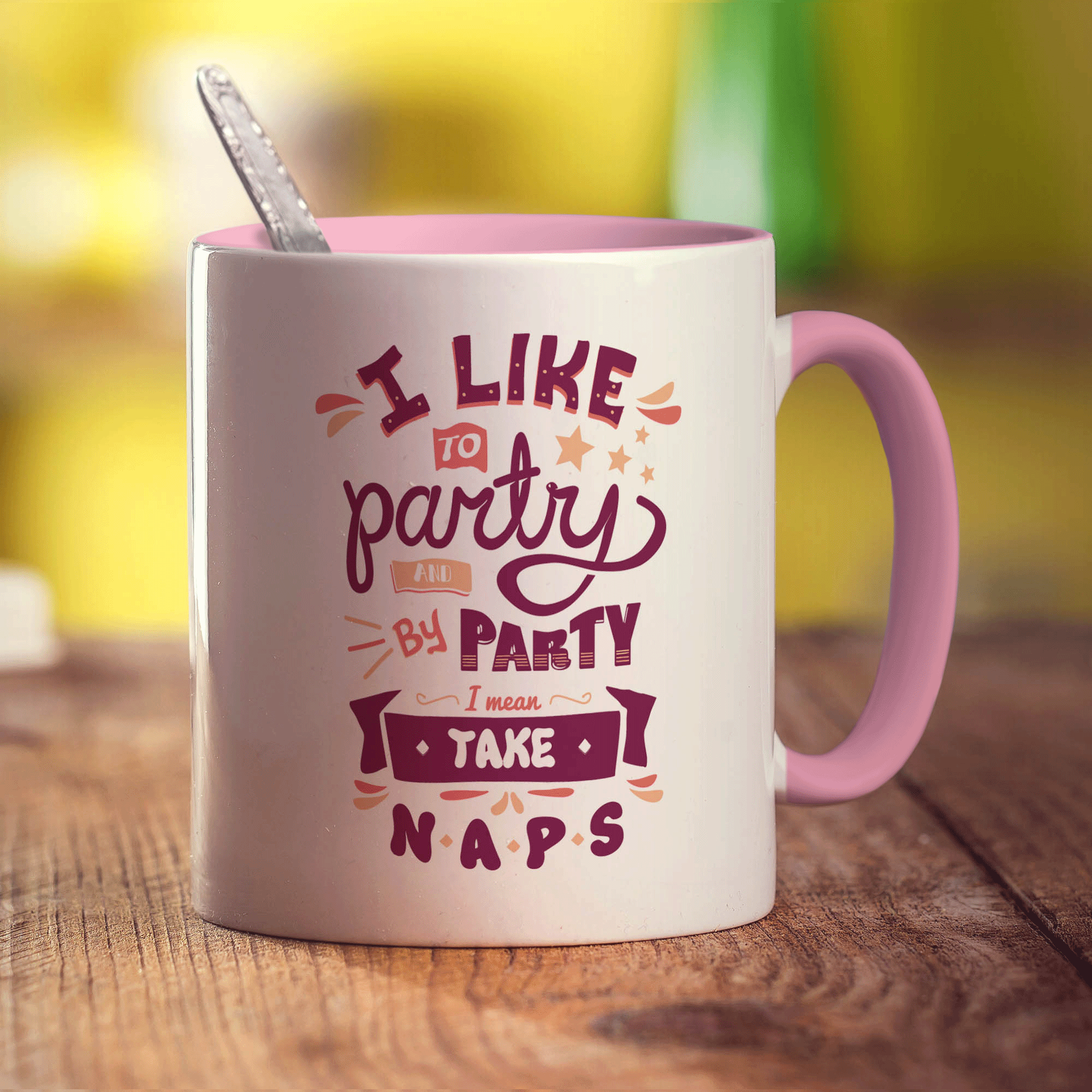 I Like to Party and By Party I Mean Take Naps Mug - Standard 330ml (11oz) / Pink
