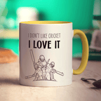 I Don't Like Cricket I Love It Mug - Standard 330ml (11oz) / Yellow