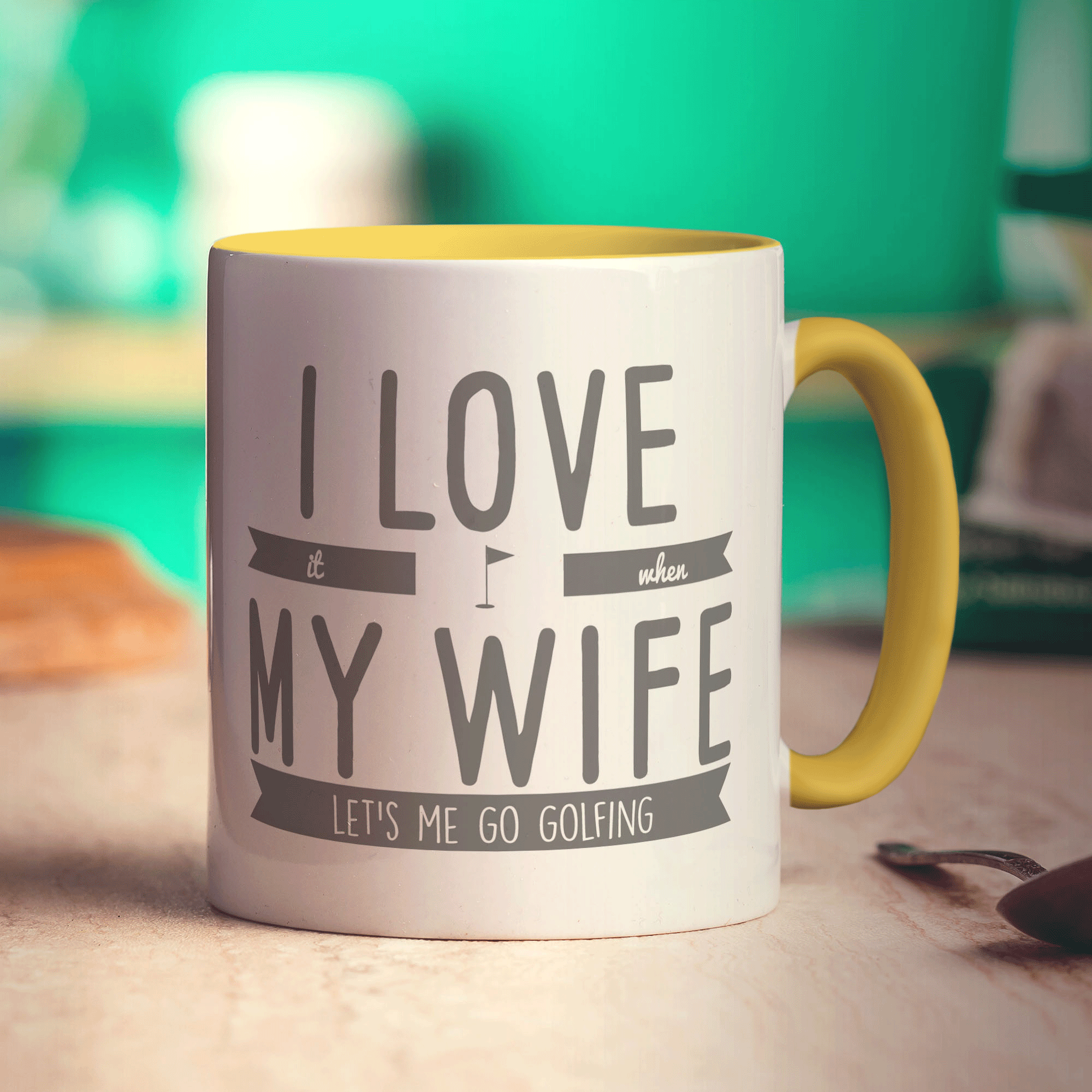 I Love it When My Wife Let's Me Go Golfing Mug - Standard 330ml (11oz) / Yellow