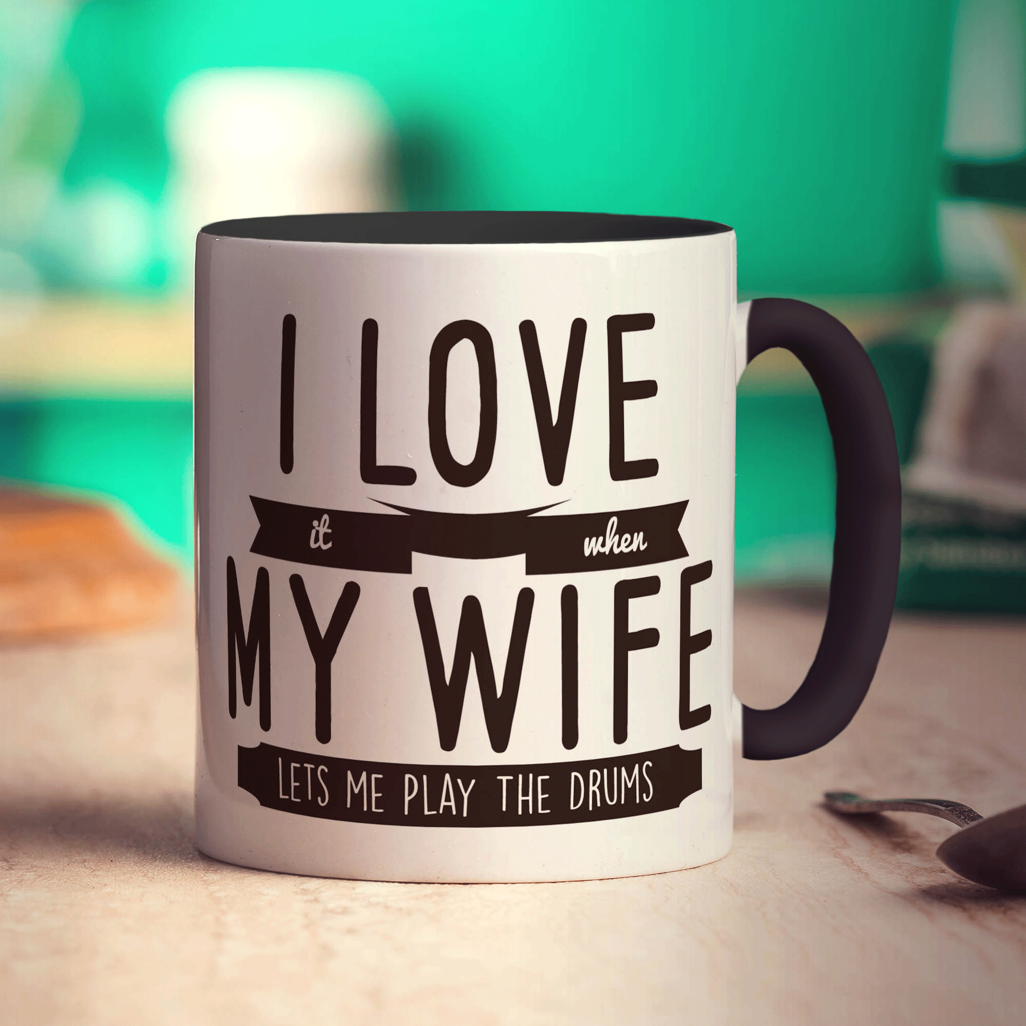 I Love it When My Wife Lets Me Play The Drums Mug - Standard 330ml (11oz) / Black