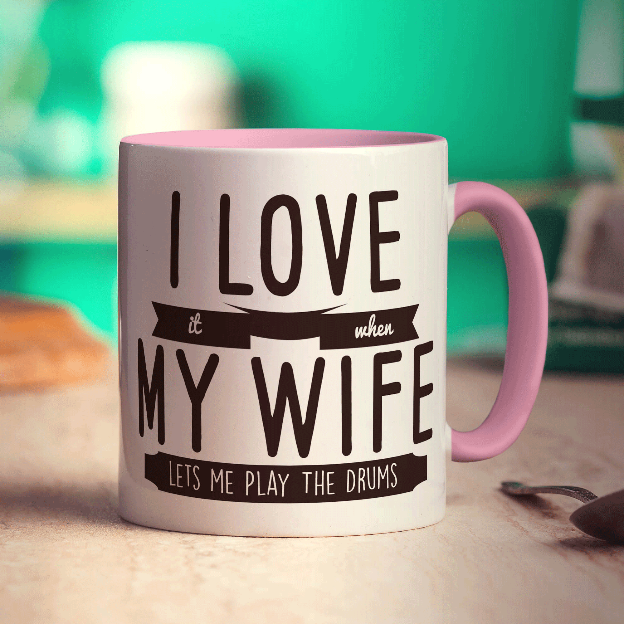 I Love it When My Wife Lets Me Play The Drums Mug - Standard 330ml (11oz) / Pink