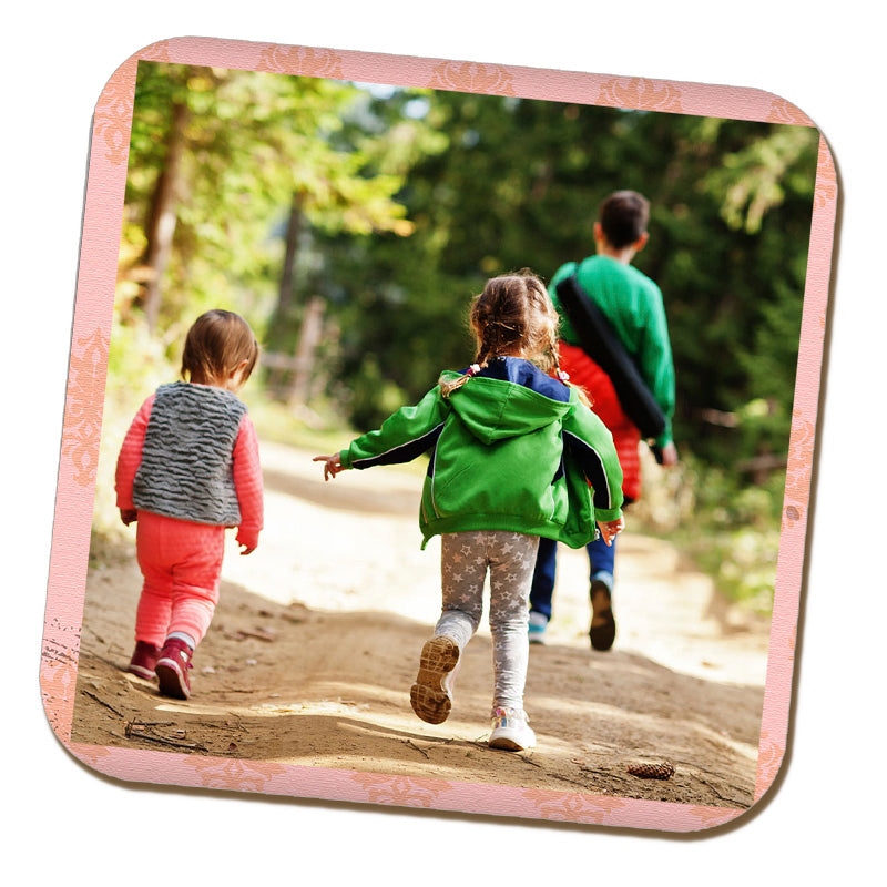 I Love You - Pink Illustrated Wooden Letters Coaster